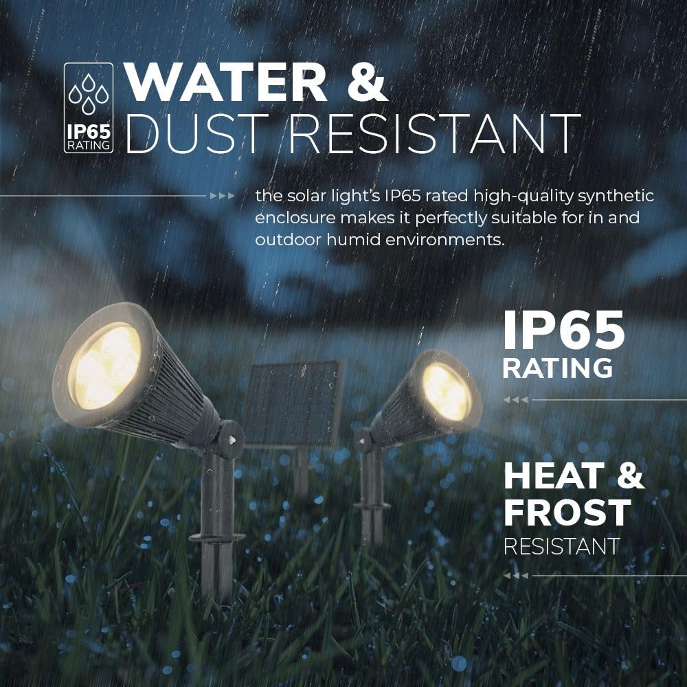 HOFTRONIC - 4er Pack Solar Gartenstrahler Bend Duo IP65 Wasserdicht 3000K Gartenleuchte LED Solarlampen Außen Solarleuchte Erdspieß Wegeleuchte mit Wintersolar Solarpanel Warmweiß Garten Solarstrahler