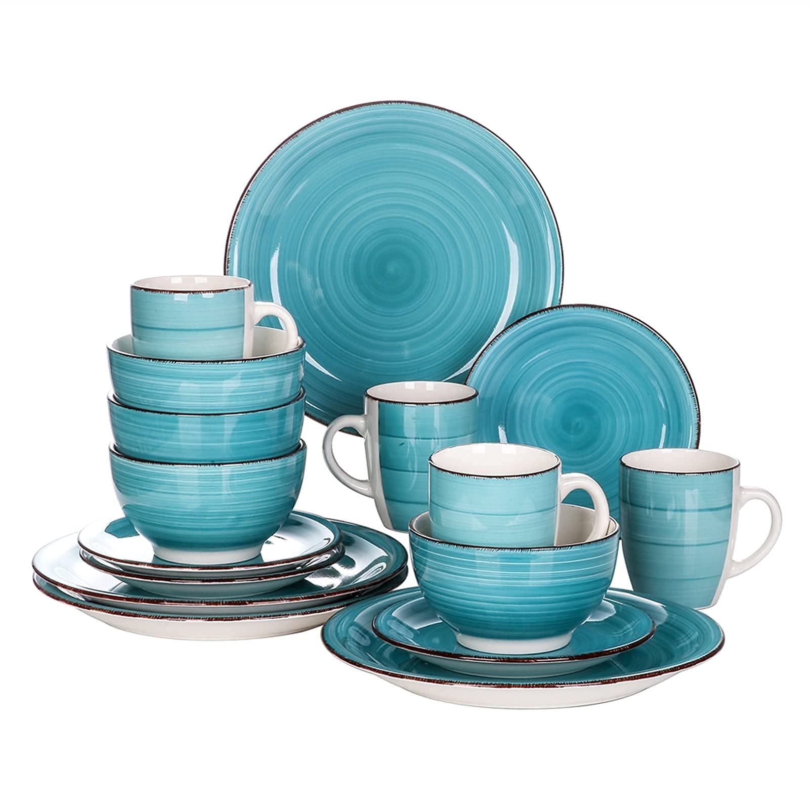Porcelanowy zestaw zastawy stołowej w stylu vintage, 16/32 sztuki, ceramiczne talerze obiadowe, talerze deserowe i miski - elegancka zastawa stołowa do jadalni do domu i kuchni