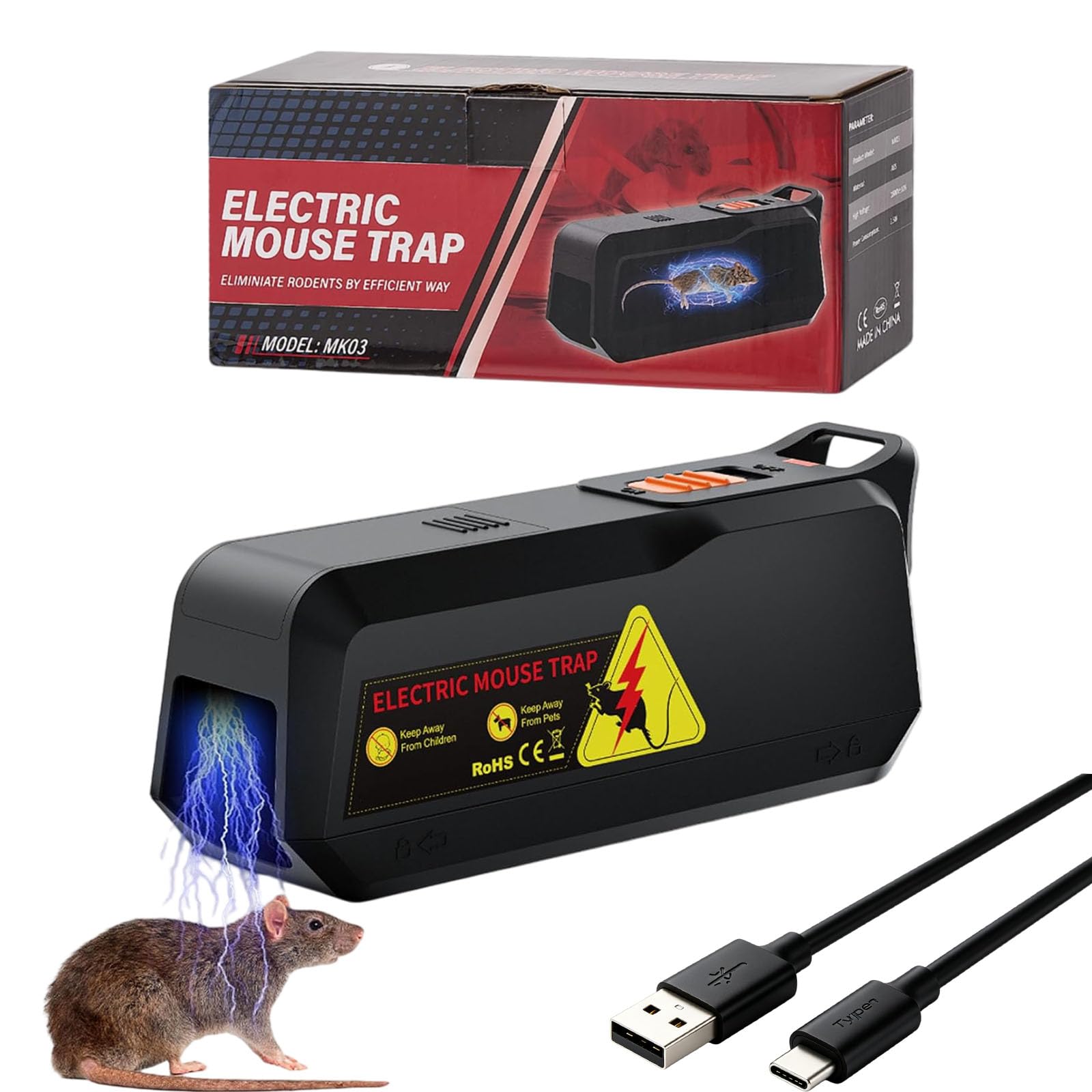 Electric Rodent Trap, Reusable1800V High Voltage Electronic Pest Catcher