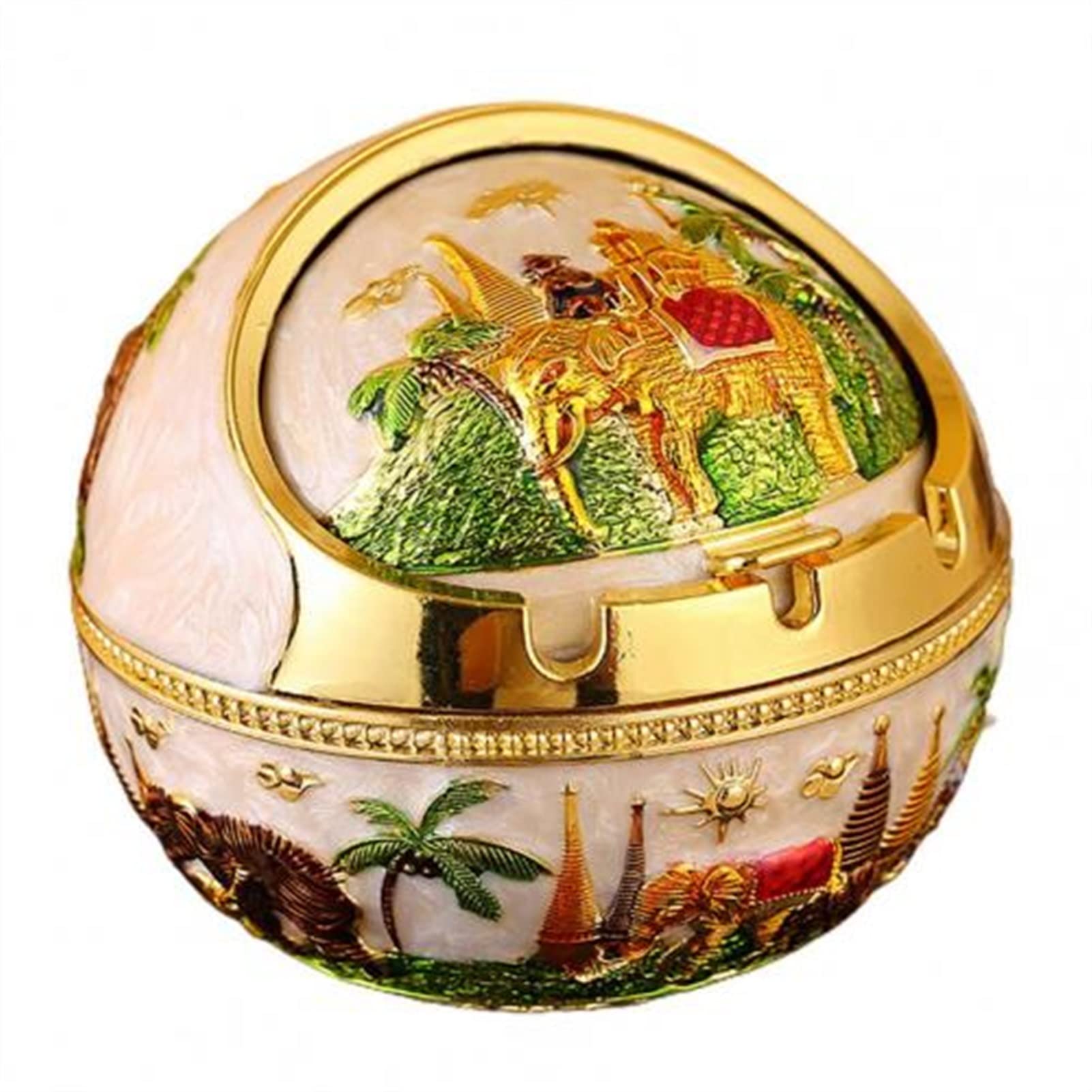 ashtray， Ashtray for Household Zinc Alloy Retro Large Ash Holder with Lid for Home Smell Proof(9)