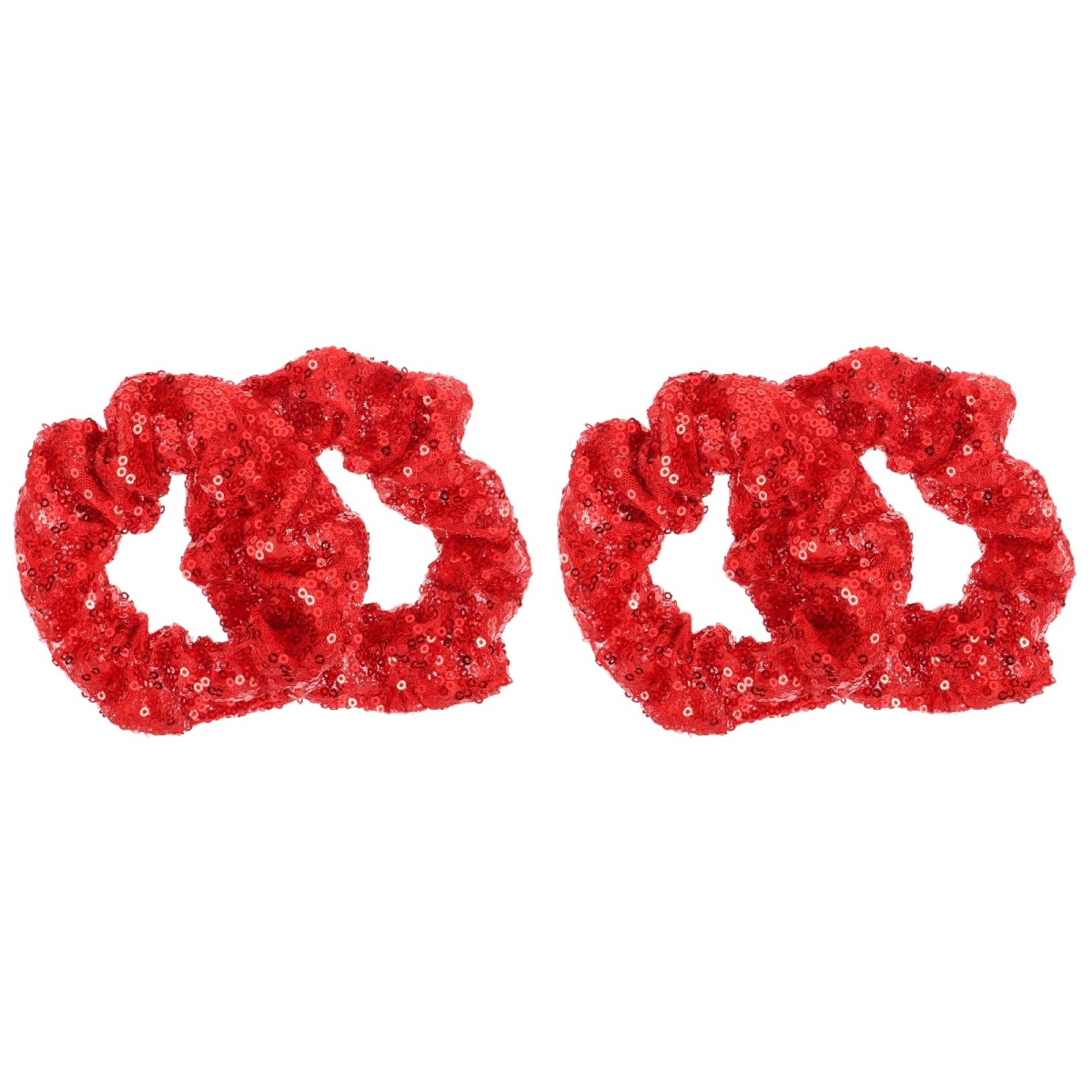 minkissy 4PCS Red Christmas Hair Ties