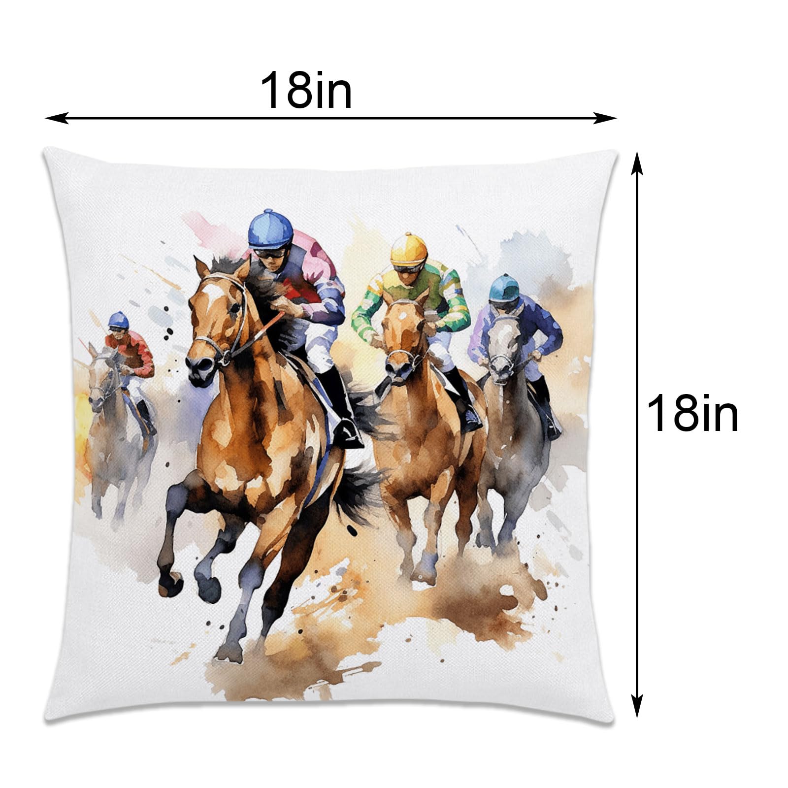 Nepnuser Kentucky Derby - Juego de 4 fundas de almohada de 18 x 18 pulgadas, decoración de carreras de caballos de jockey para cama, sofá, decoración del hogar
