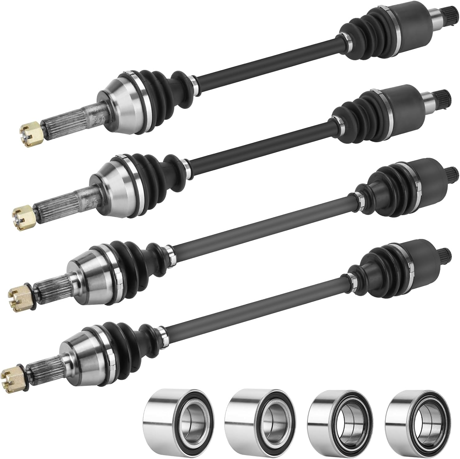 Front Rear CV Axle with Bearing for Polaris Ranger RZR 4 800 2010-2013, Ranger RZR S 800 2009 2010 2011 2012 2013 2014 1332637, 1332883 - Full Set