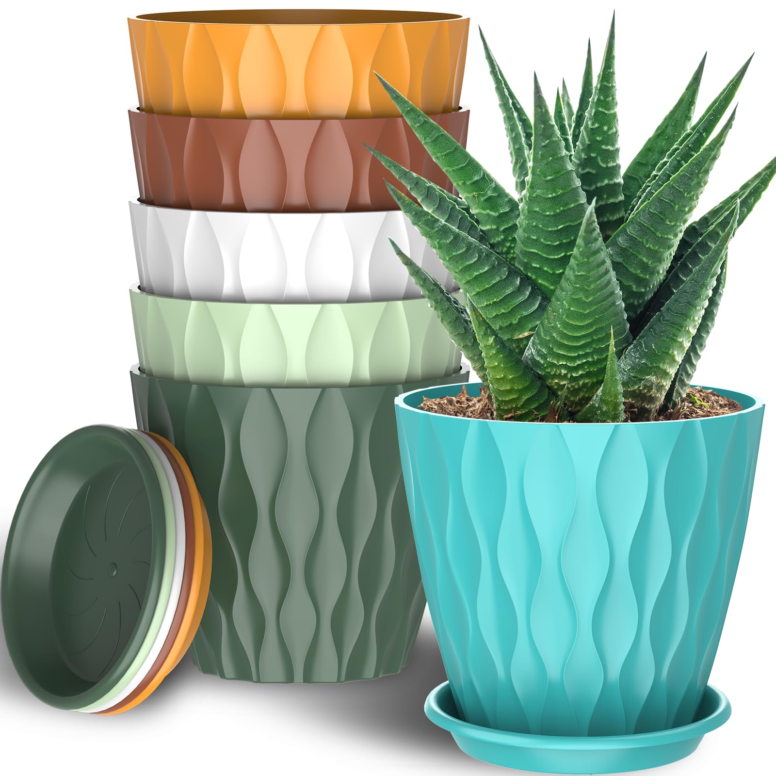 GDJUQZ 6-Pack Plastic Pots