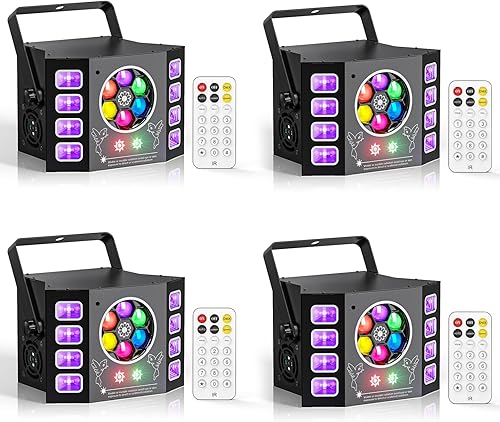 Miniatura 7 de Luces de fiesta, 6 lentes de club, luces de discoteca, luces RGB activadas por sonido, luz de DJ con control remoto para decoraciones de Halloween,