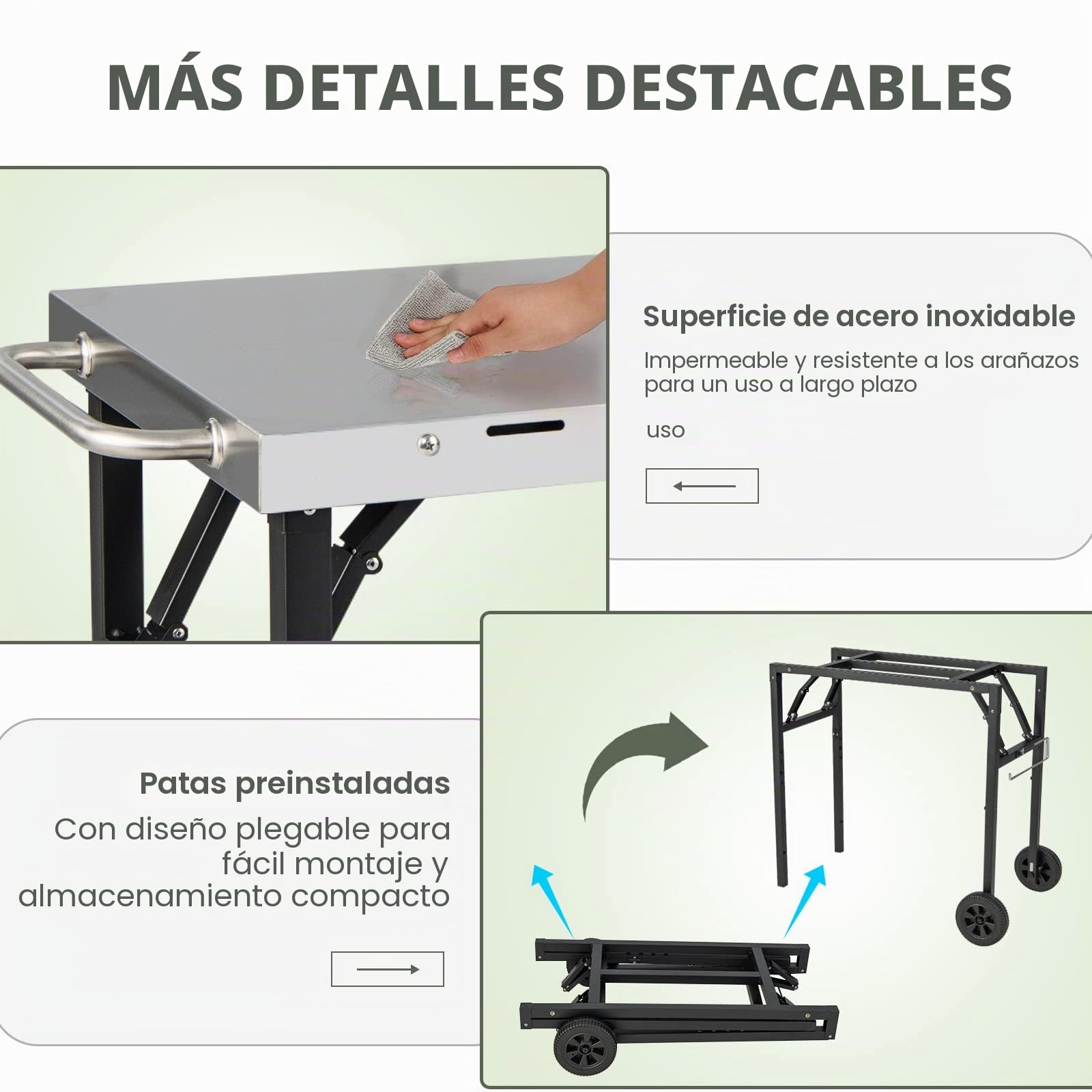 KOMFOTTEU Carro Barbacoa de 3 Niveles, Carrito Auxiliar con 2 Ruedas de Metal, Carro para Parrilla con Estante Ajustable, Mesa de Trabajo con Toallero y Portabolsas, 106 x 52 x 84 cm, Negro