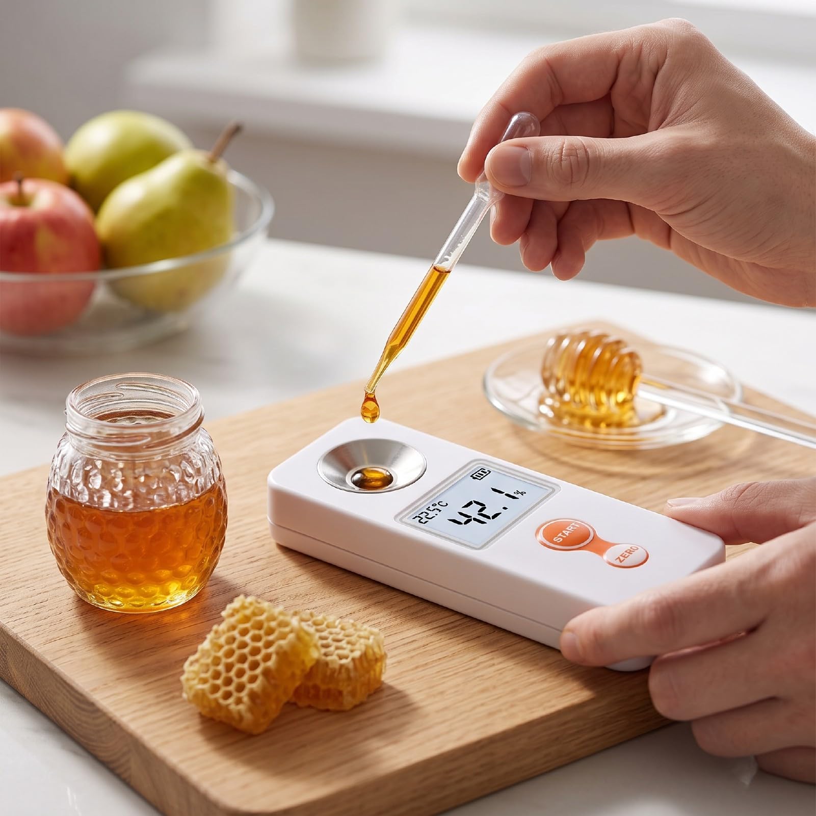 Refractómetro Digital Portátil para Frutas 0-32%, para Dulzura de Jugos