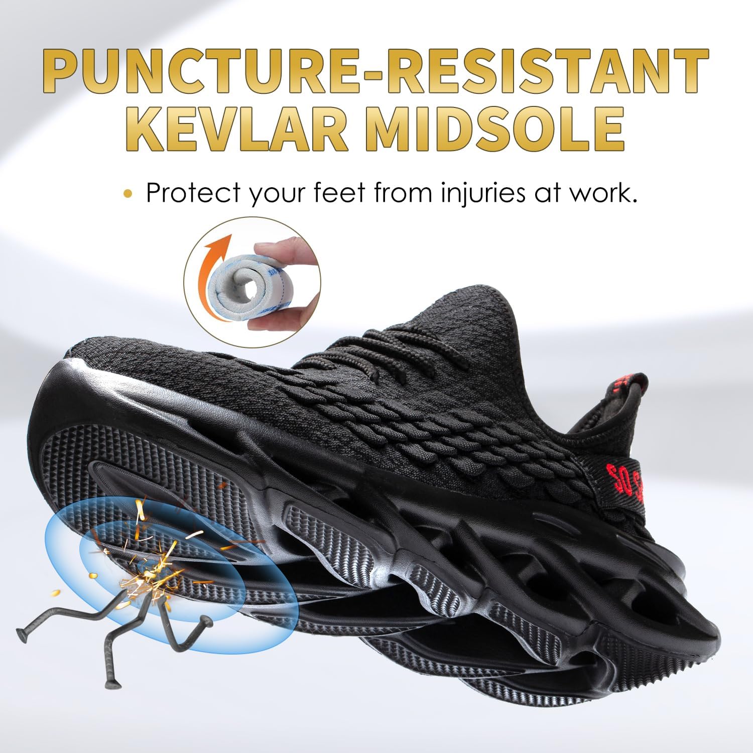 Steel Toe Shoes for Men Work Shoes Non Slip Composite Indestructible Comfortable Safety Sneakers Tennis Lightweight Breathable Construction Puncture Proof
