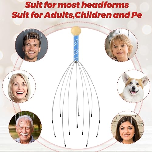 Miniatura 4 de Soaoo 36 piezas de masajeador manual de cabeza para el cuero cabelludo, regalo relajante de Navidad, alambre de acero de mano, rascador de cabeza