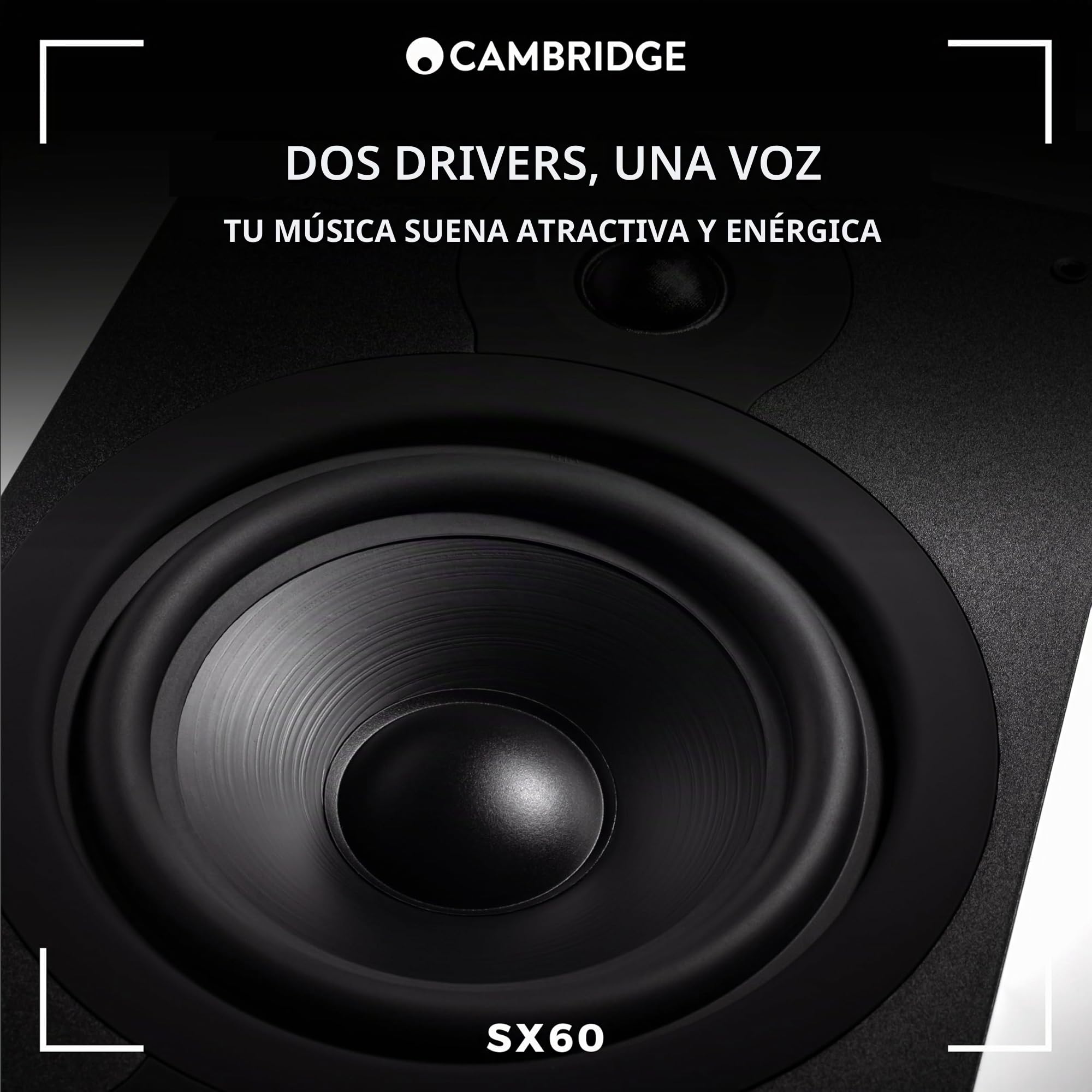 Cambridge Audio SX60 - Par de Altavoces pasivos con Cable para Sistema de Cine en casa o HiFi - Optimizados para una Respuesta de frecuencia Suave y Uniforme - Negro Mate