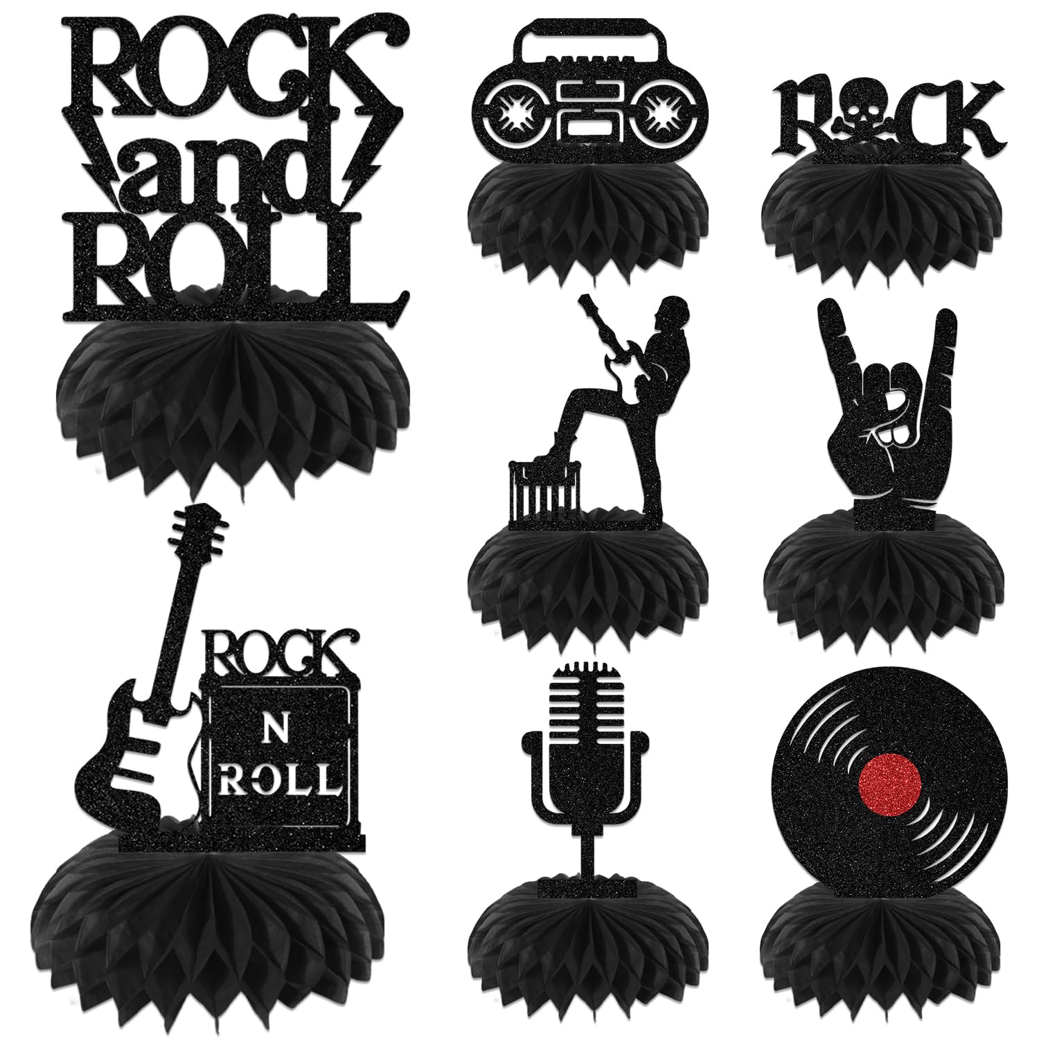 8 Pcs Rock Party Honeycomb Centerpieces Rock Party Decorations Music Themed Birthday Decorations