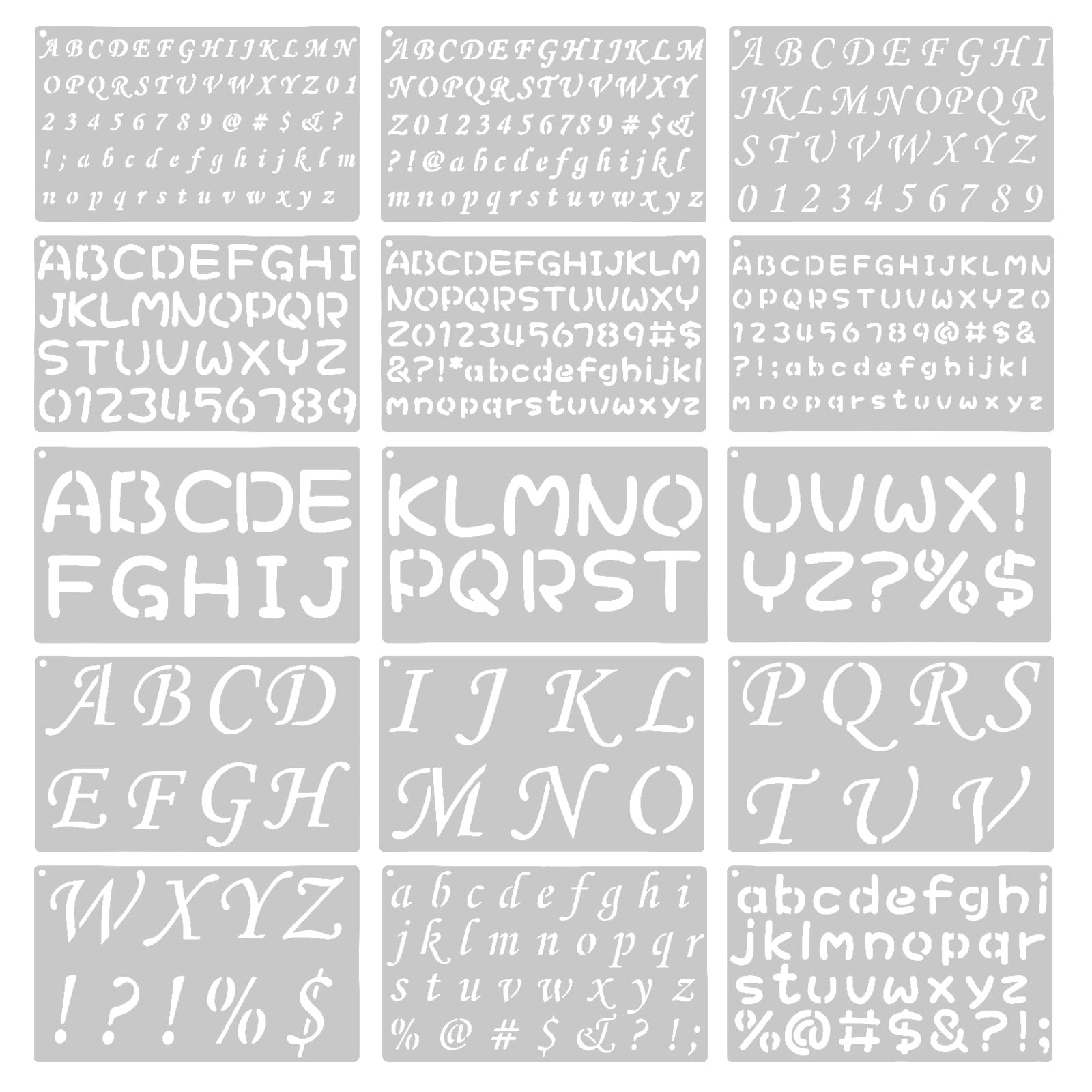 Letter Alphabet Stencils 15 Pack Calligraphy Stencils Letters for Painting Lettering Letter and Number Stencil for Crafts Reusable