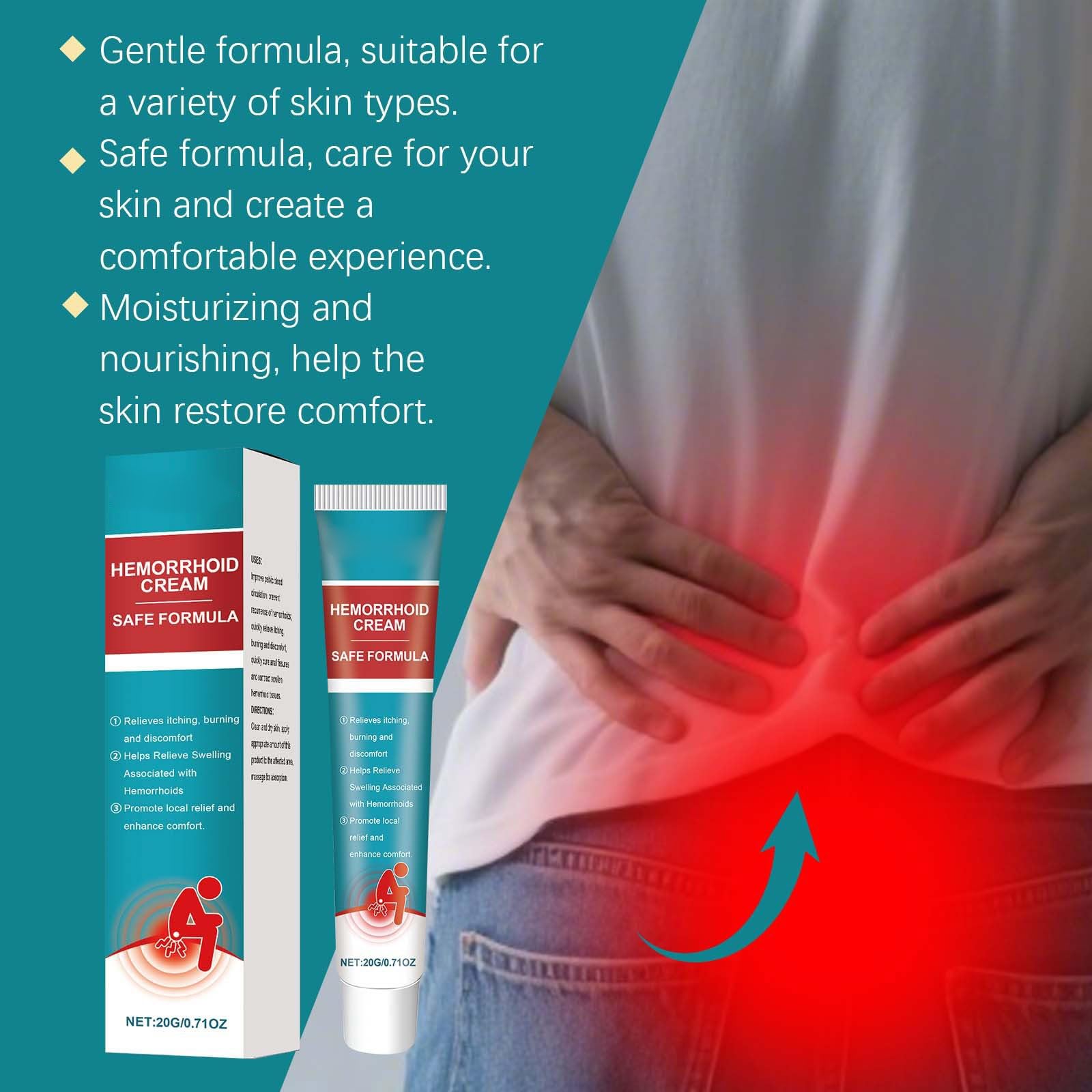 Hämorrhoiden Salbe, 20g Pflegecreme Analbereich, Zäpfchen Hemorrhoid Cream Externe, Beruhigende Creme Intimbereich, Körperpflege zur Unterstützung der Haut, Intimpflege Damen und Männer (1)