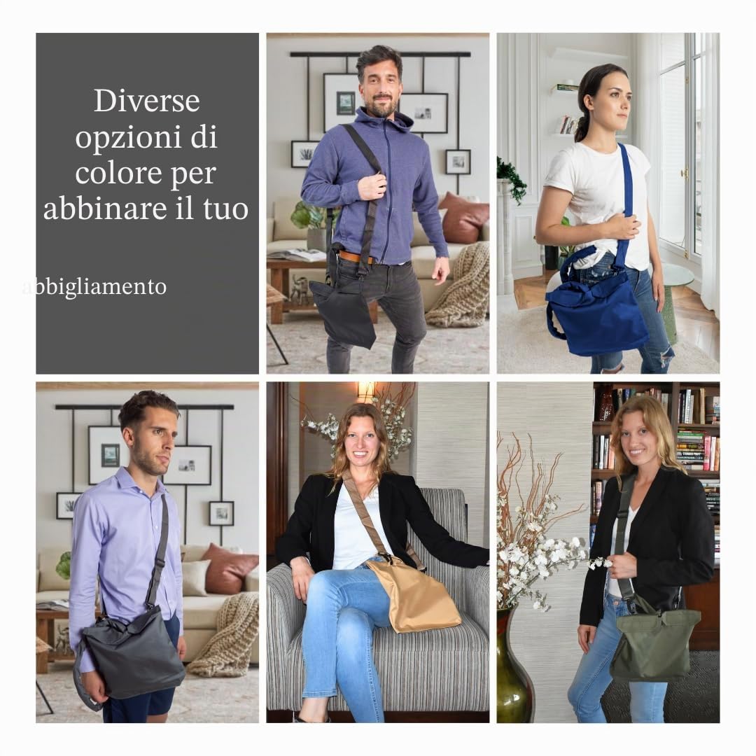 Supporto per sacca di drenaggio delle urine con copertura per tubo catetere e cinghia regolabile, colore nero