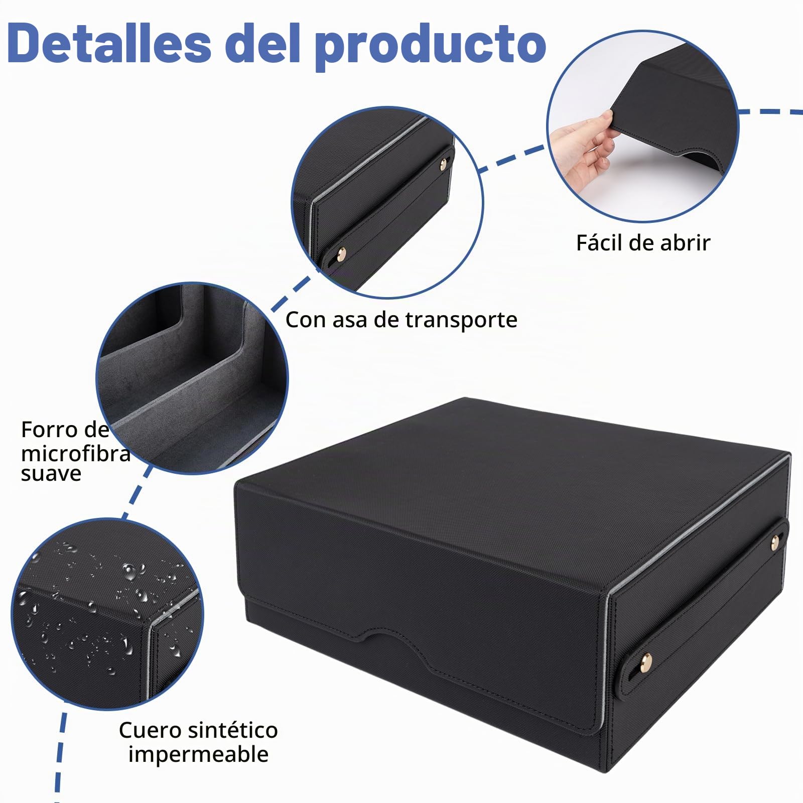 Caja de Cartas para MTG, Card Deck Box para 1800+ Cartas, Cajas de Almacenamiento con Cuero de PU-Negro