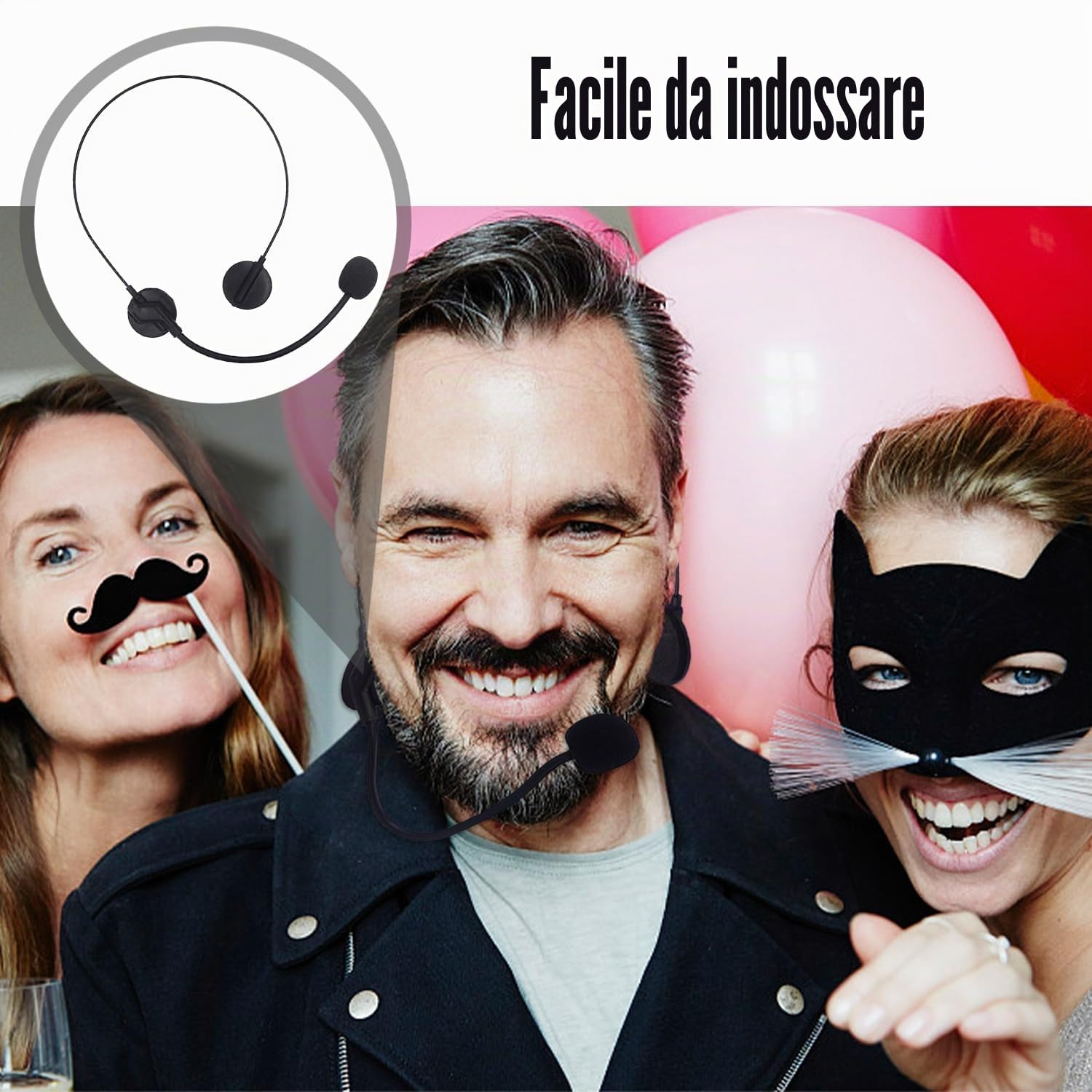 KRYMSON 1 accessorio di scena per microfono, giocattolo per microfono finto per cuffie, adatto per feste da ballo, feste, giochi di ruolo