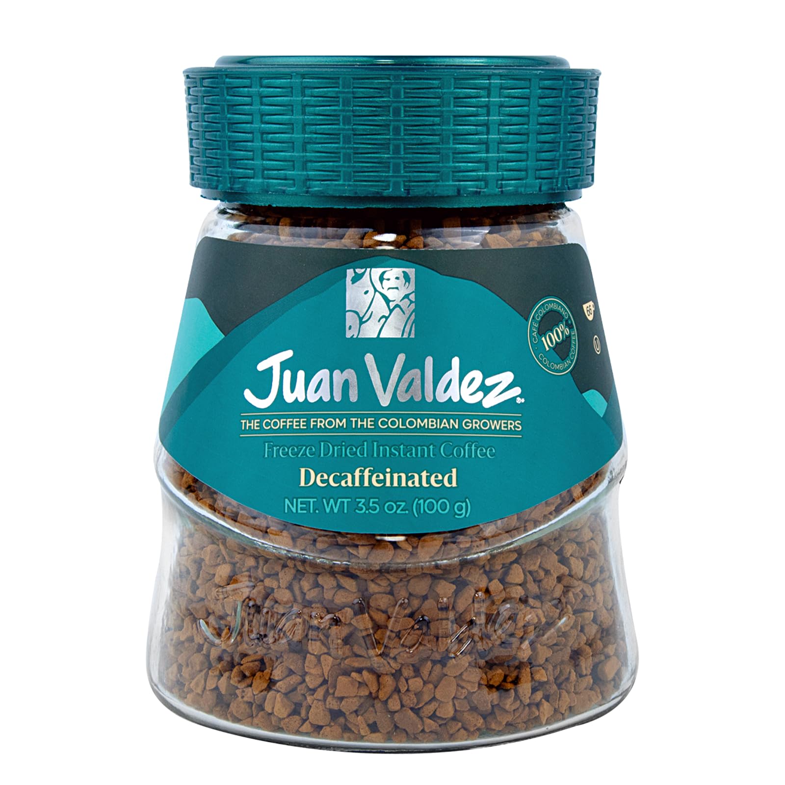 Juan Valdez Decaffeinated Freeze Dried Coffee | 100% Colombian Arabica Beans | 100% Colombian Coffee | 3.5 oz / 100 gr Jar | Rich Flavor, Naturally Decaf with Sugarcane