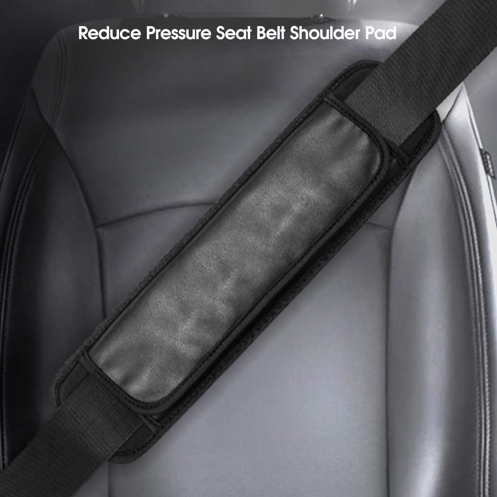 Imbottitura Per Spallacci, Spallina Per Cintura di Sicurezza Per Auto Allevia La Pressione Cintura di Sicurezza Elastica Zaino Cuscino con Cinturino Corto Universale 3,3 X 9,8 Pollici(Nero)