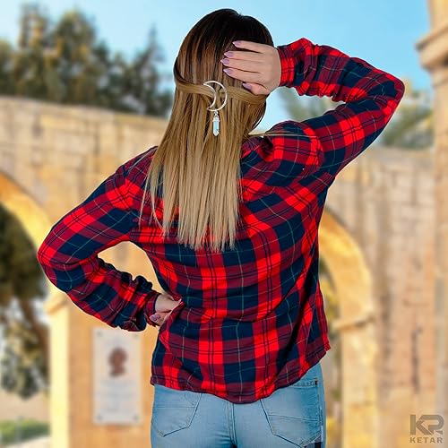 Miniatura 7 de 2 pinzas de metal para el cabello de media luna plateadas, pasadores de pelo con diamantes de imitación azules y blancos, horquillas decorativas