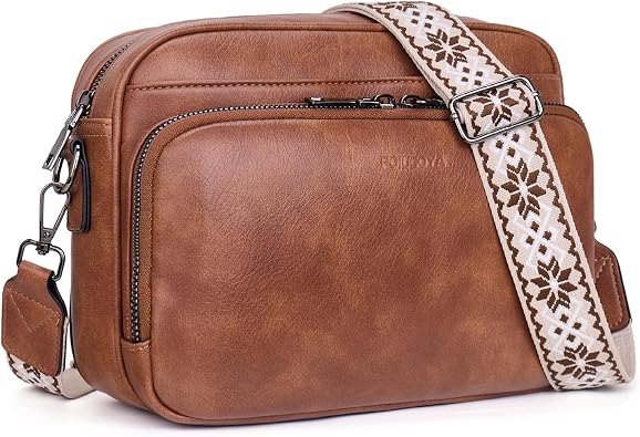 POIUGOYA Crossbody Purses for Women Trendy,Vegan Leather Medium Crossbody Bag,Womens Crossbody Travel Purse Built in Wallet