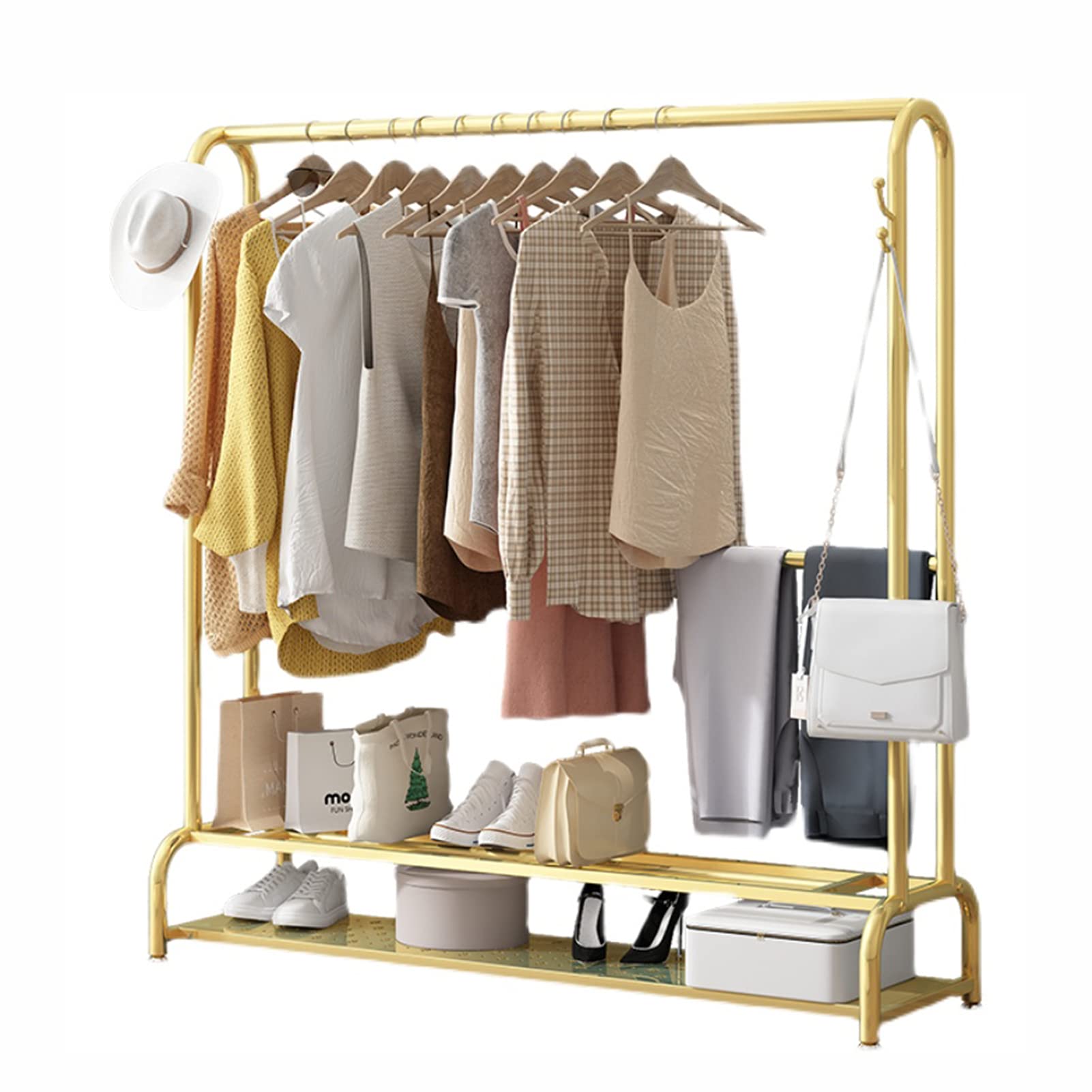 Perchero para dormitorio OUdini, el riel para ropa dorado que transforma tu vestidor moderno