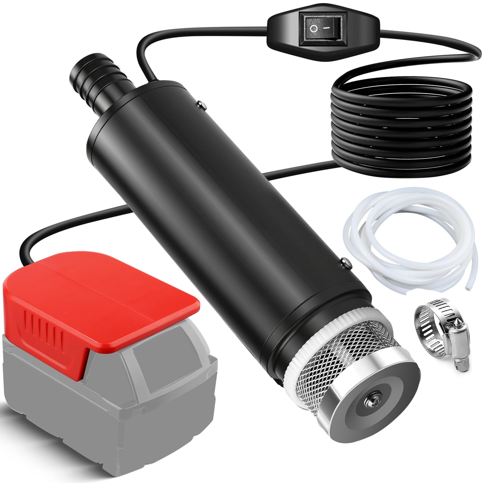 Bomba sumergible inalámbrica compatible con batería Milwaukee M18V (sin batería), 100 W, 635 GPH, bomba de sumidero portátil sin escobillas con manguera de 1 m, bomba de agua para piscina, jacuzzi