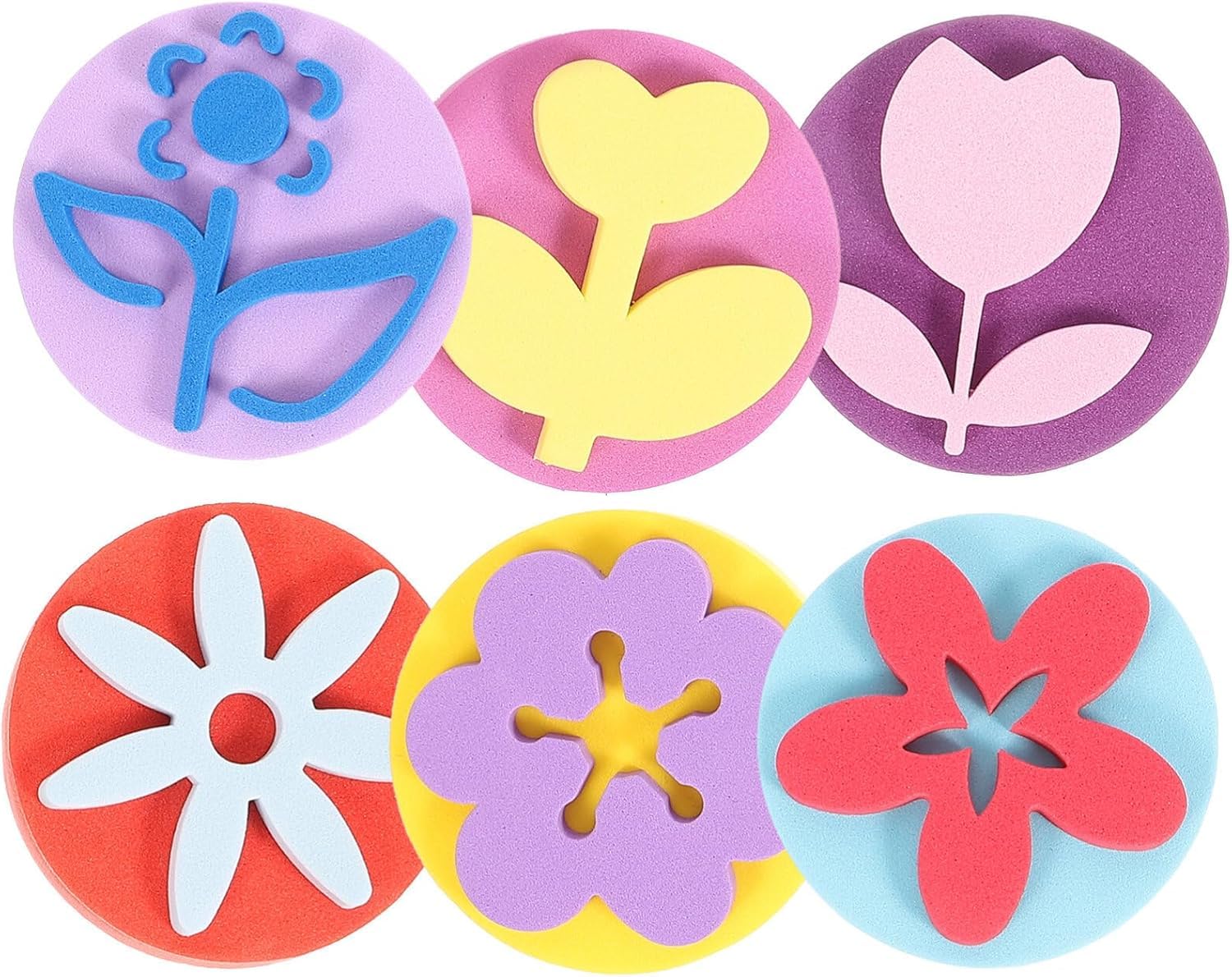 6Pcs EVA Painting Sponge Stamps Foam Paint Stampers Drawing Sponge Seals for Kids Toddlers Early Learning Crafts DIY Random Color