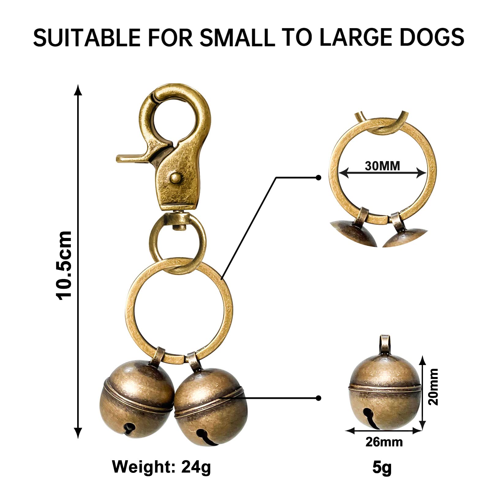 Cat & Dog Collar Bell, Pack of 2, Extra Loud Dog Bell for Pet Tracking & Saving Wildlife, Birds, durevole Iron Split Ring & Lobster Bell Clip