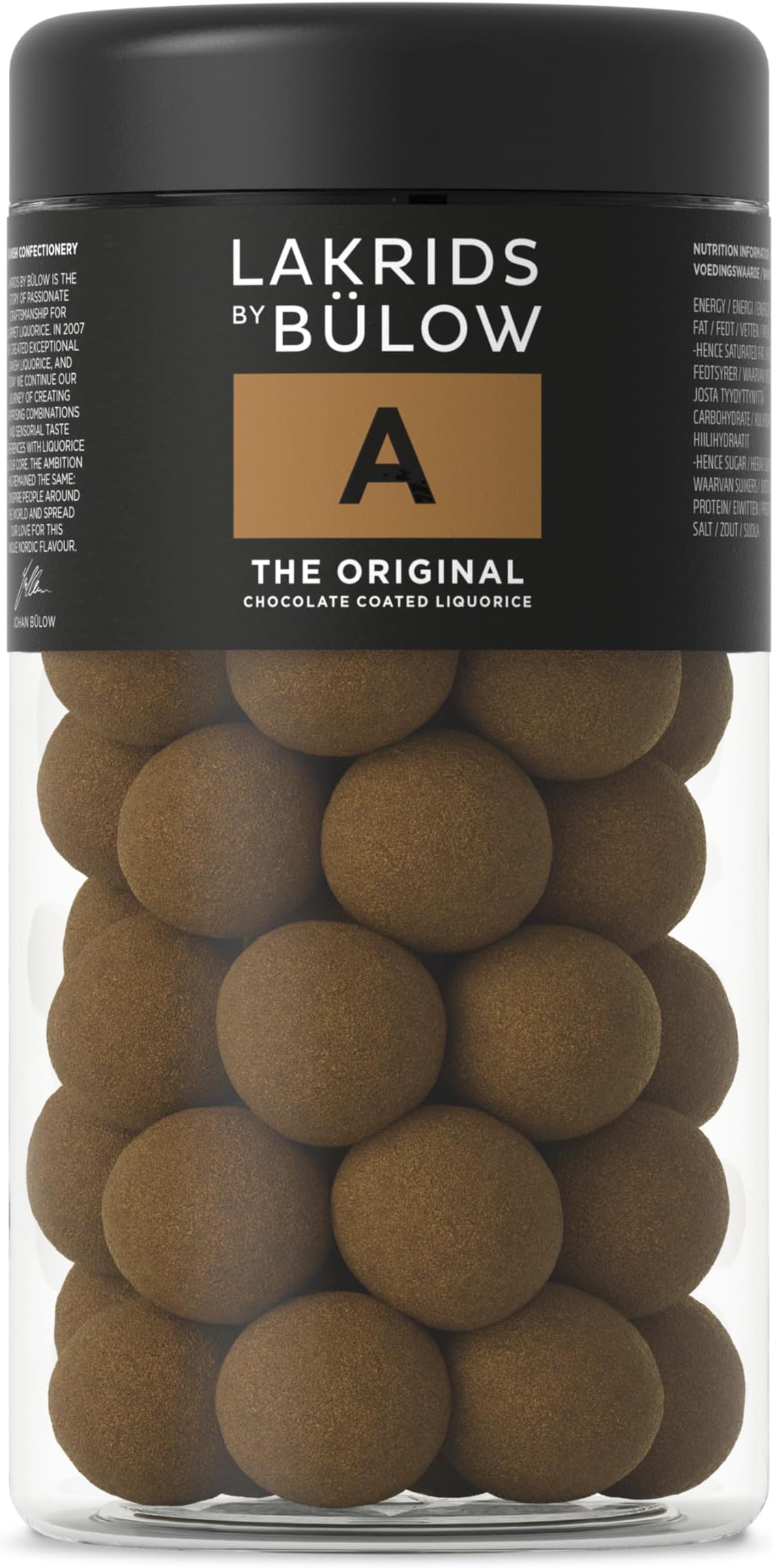 LAKRIDS BY BÜLOW - A - The Original - 10.4 oz - Chocolate Coated Gourmet Licorice - Authentic Scandinavian Candy Produced in Denmark