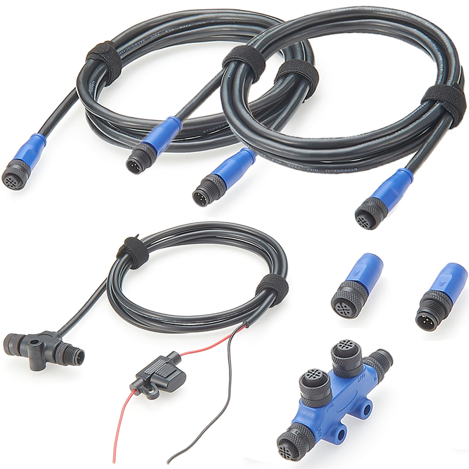 Kit de inicio NMEA 2000 certificado para red NEMA 2K para Lowrance, Simrad y Garmin, cables base NMEA 2000 de calidad marina, cables de derivación, tés y terminadores, 6 piezas