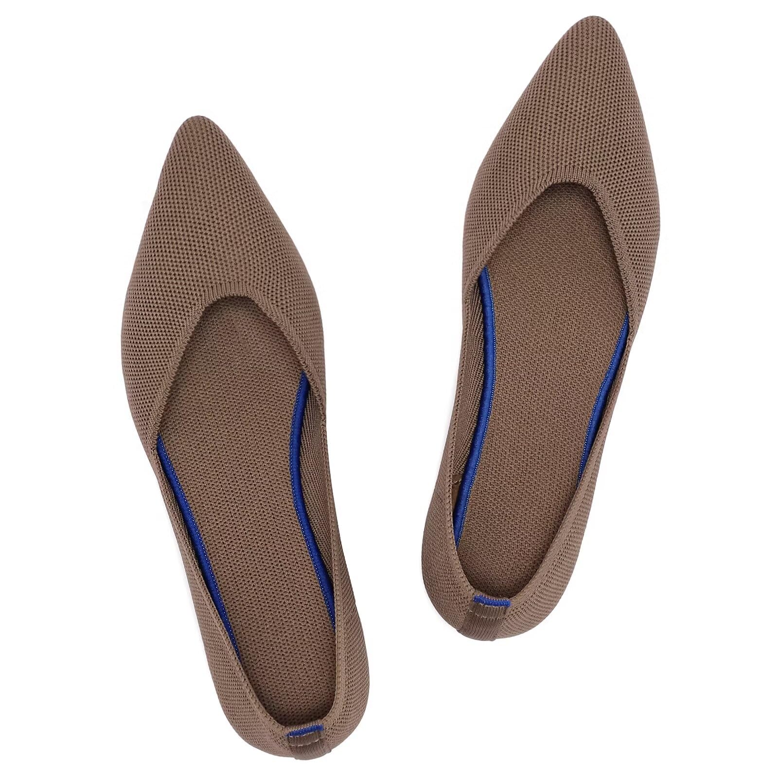 Frank Mully Flache Damenschuhe, Klassische Flache Schuhe mit spitzer Zehenpartie, gestrickte Abendschuhe, weiche Flache Schuhe für Damen, bequem und elegant