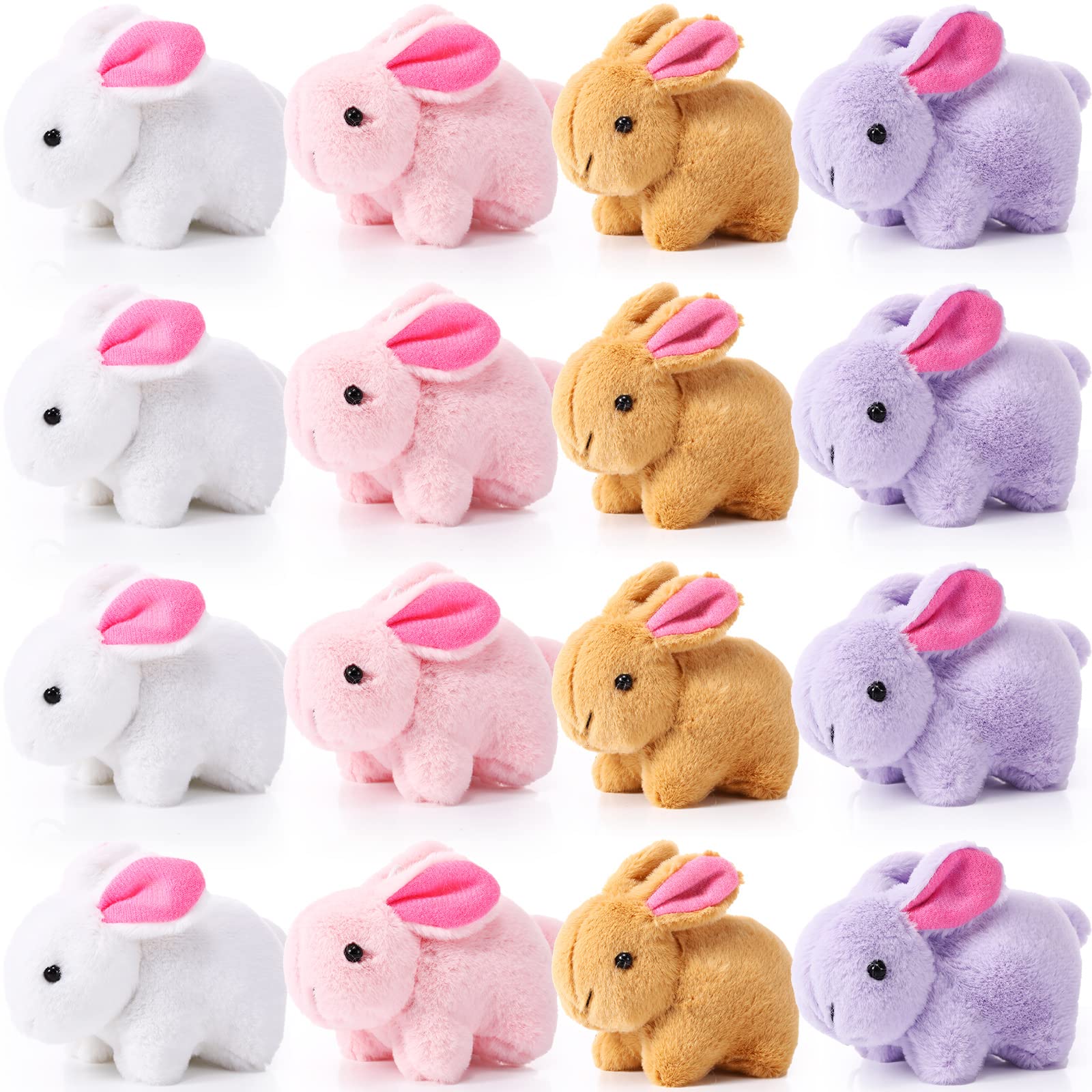 Sratte 16 Pcs Bunny Stuffed Animal Mini Plush Toy Rabbit Keychain for ...