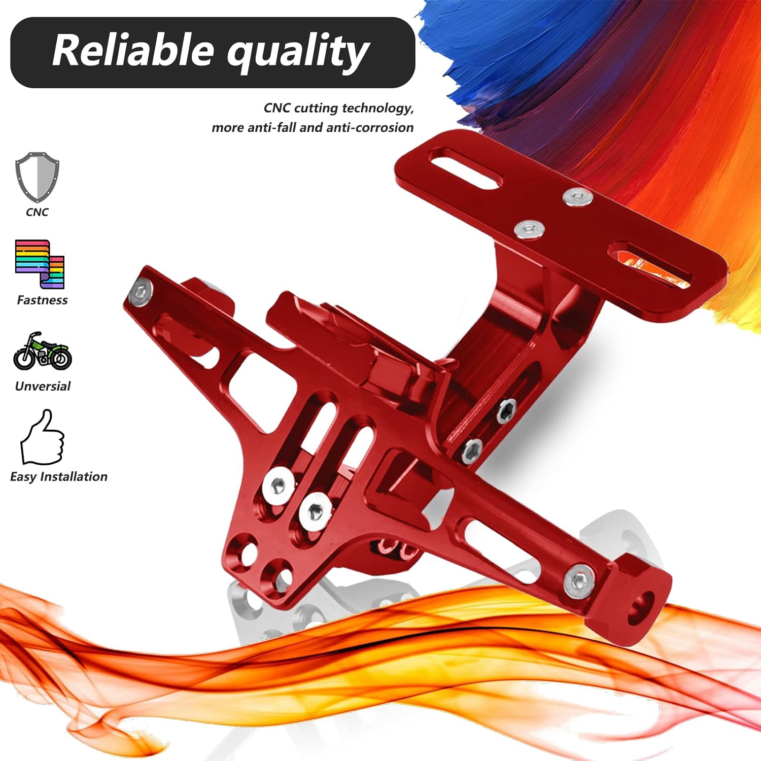 LKV Universal Motorcycle License Plate Bracket with LED Light Fender Eliminator Kit,CNC Aluminum Motorcycle License Plate Holder Mount