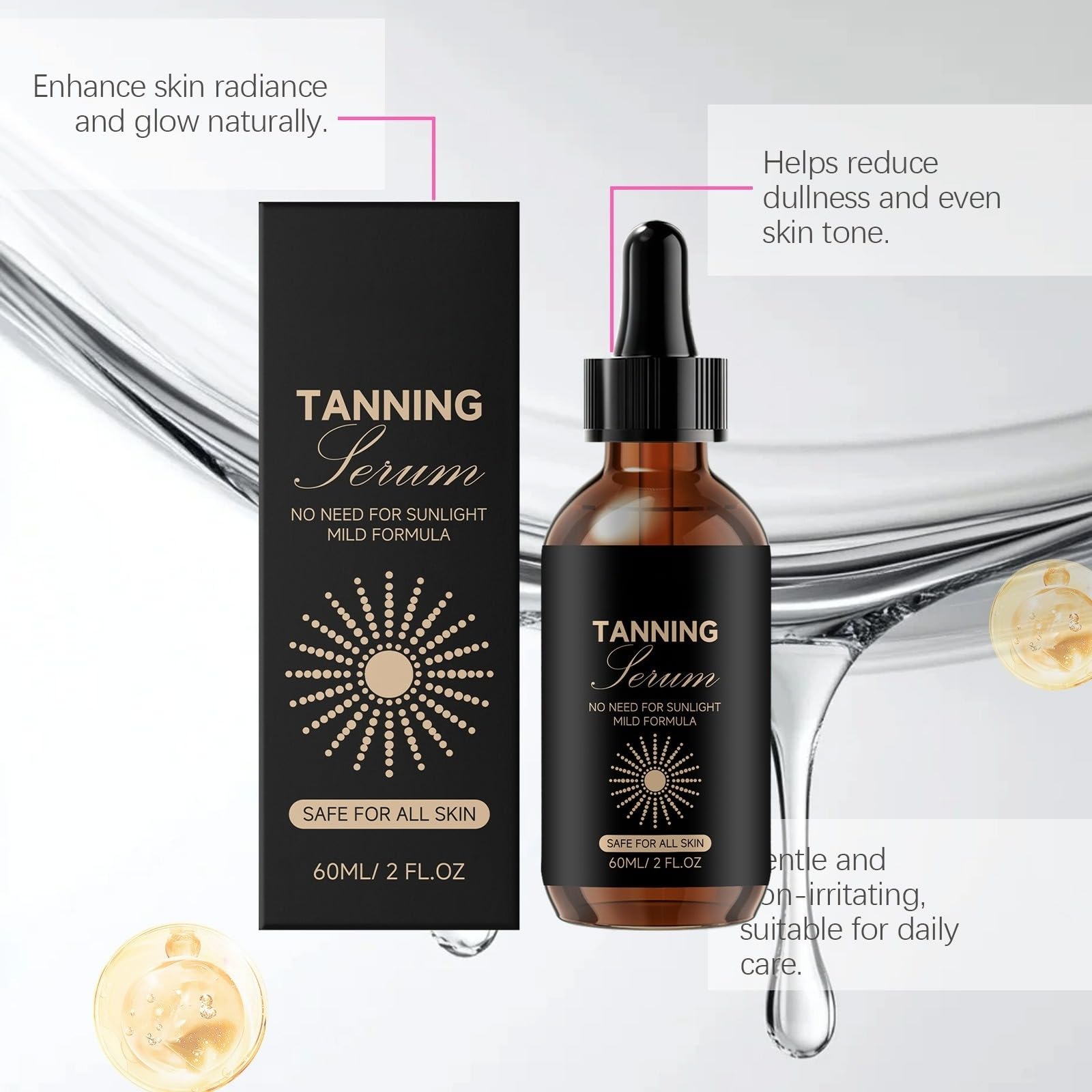 Sérum autobronzant autobronzant sans soleil formule douce pour toute peau