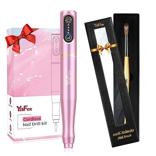 YaFex Taladro de uñas eléctrico inalámbrico Máquina de lima de uñas profesional Efile, tamaño #81012 cepillo acrílico ovalado