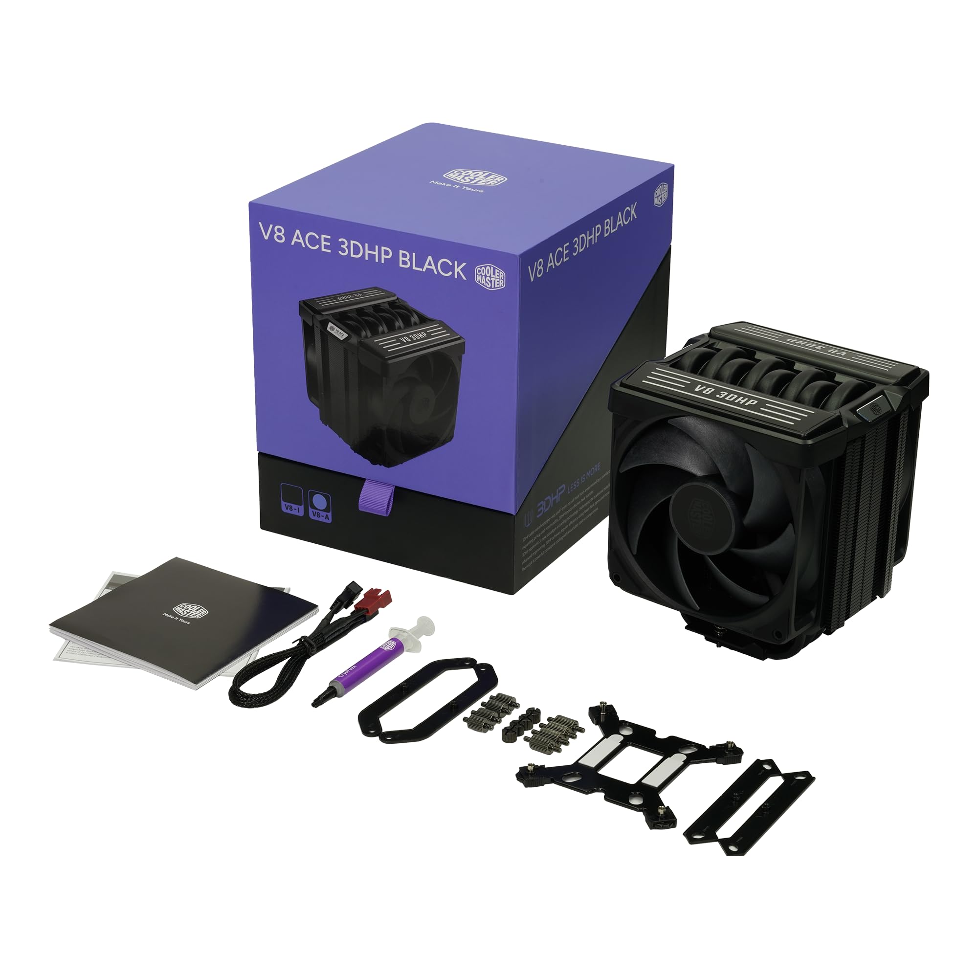 Cooler Master V8 ACE 3DHP AMD CPU Air Cooler - Tecnologia brevettata 3D Heat Pipe, doppie ventole PWM ad alto flusso d'aria da 120 mm, pale ventola LCP premium, raffreddamento silenzioso e