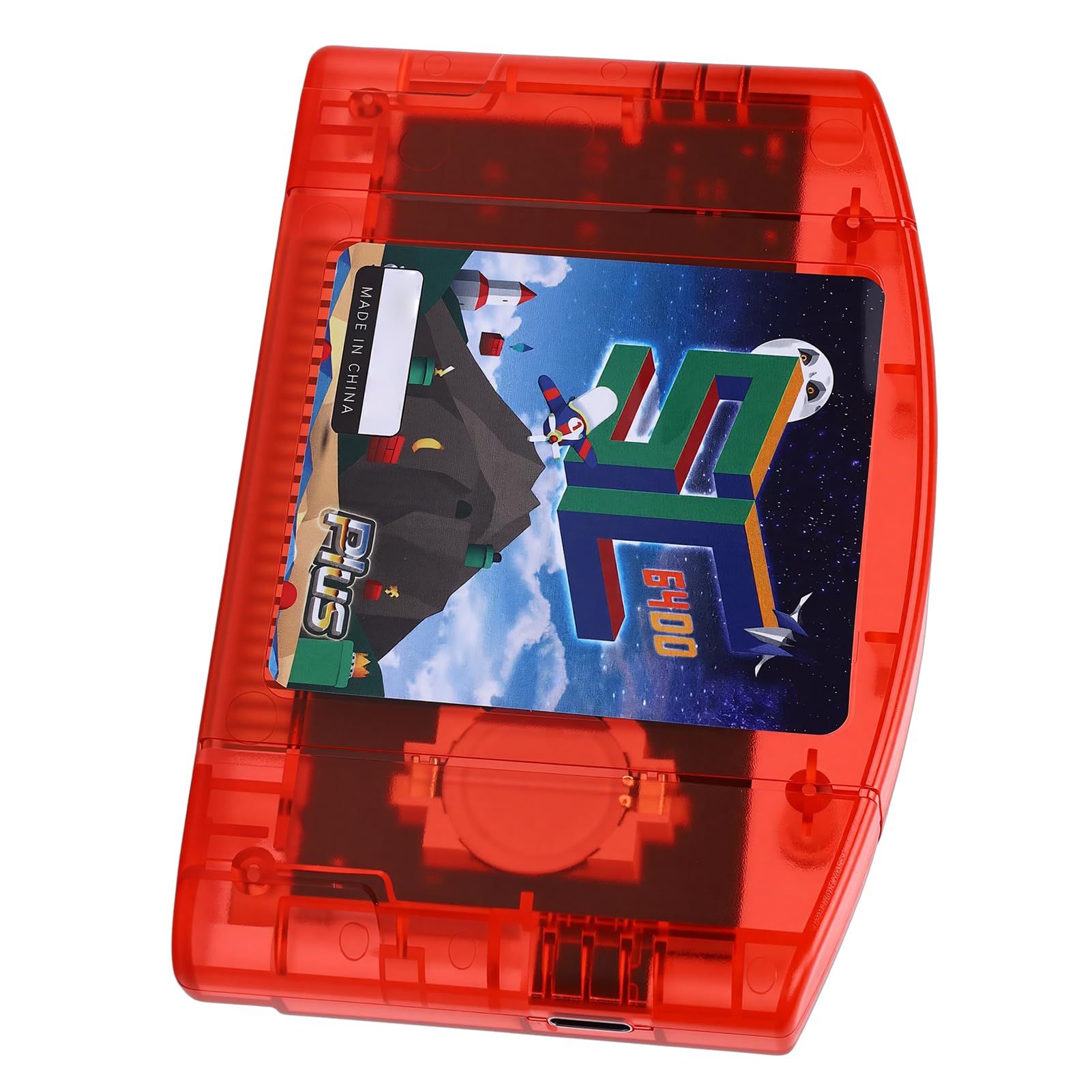 Fabater Cartuccia per Lettore di Giochi Che Supporta Libreria N64 da 64 MB con Emulazione 64DD per gli Amanti dei Giochi retrò, Materiale ABS Resistente 1 Cartuccia Flash (Rosso Trasparente)