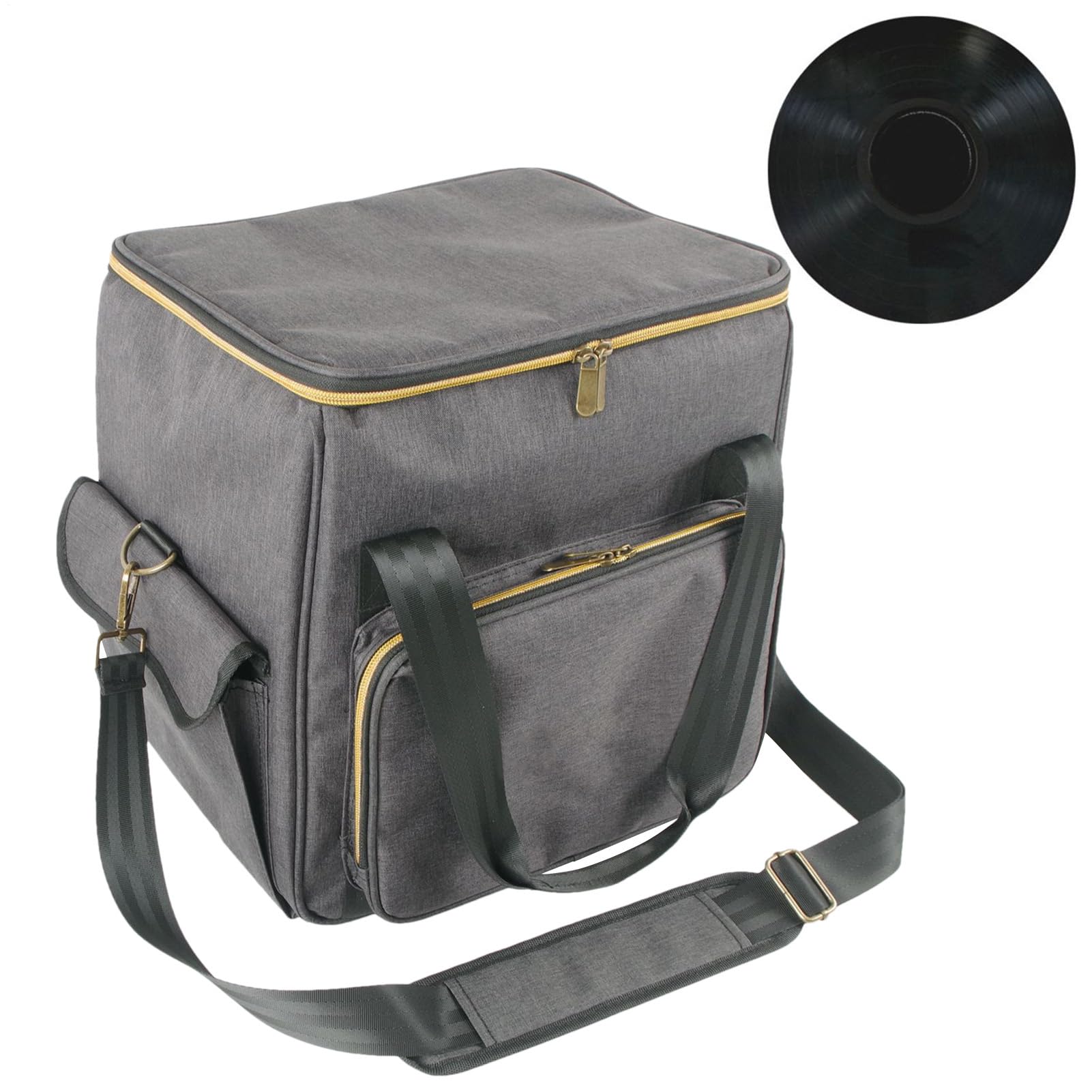 Scatola portaoggetti per dischi, organizer da viaggio per , 33 x 33 cm, custodia per il trasporto, contiene fino a 45 dischi, compatta, autentica, per viaggi, collezione, organizzazione musicale