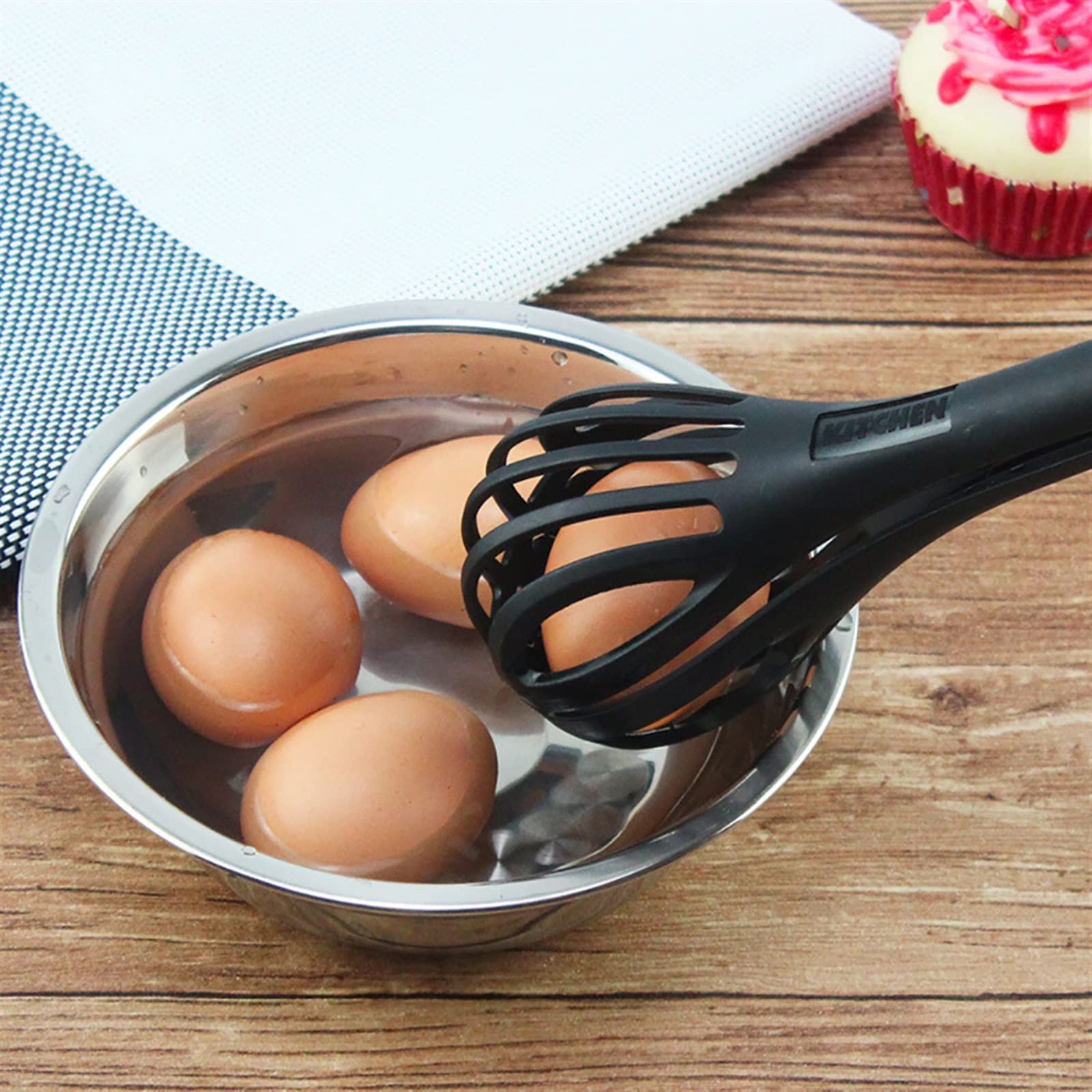 Zestaw narzędzi kuchennych: trzepaczka, trzepaczka do jajek, szczypce i łyżka do spaghetti – wielofunkcyjny mikser, przygotowanie sałatki i rozwiązanie do serwowania silk pillowcase