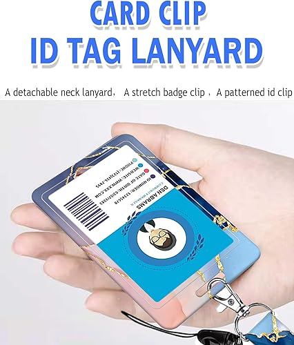 Miniatura 5 de BLOCIT Portatarjetas con cordón, portatarjetas de identificación a la moda con cordones retráctiles, clip de fibra suave de metal resistente para