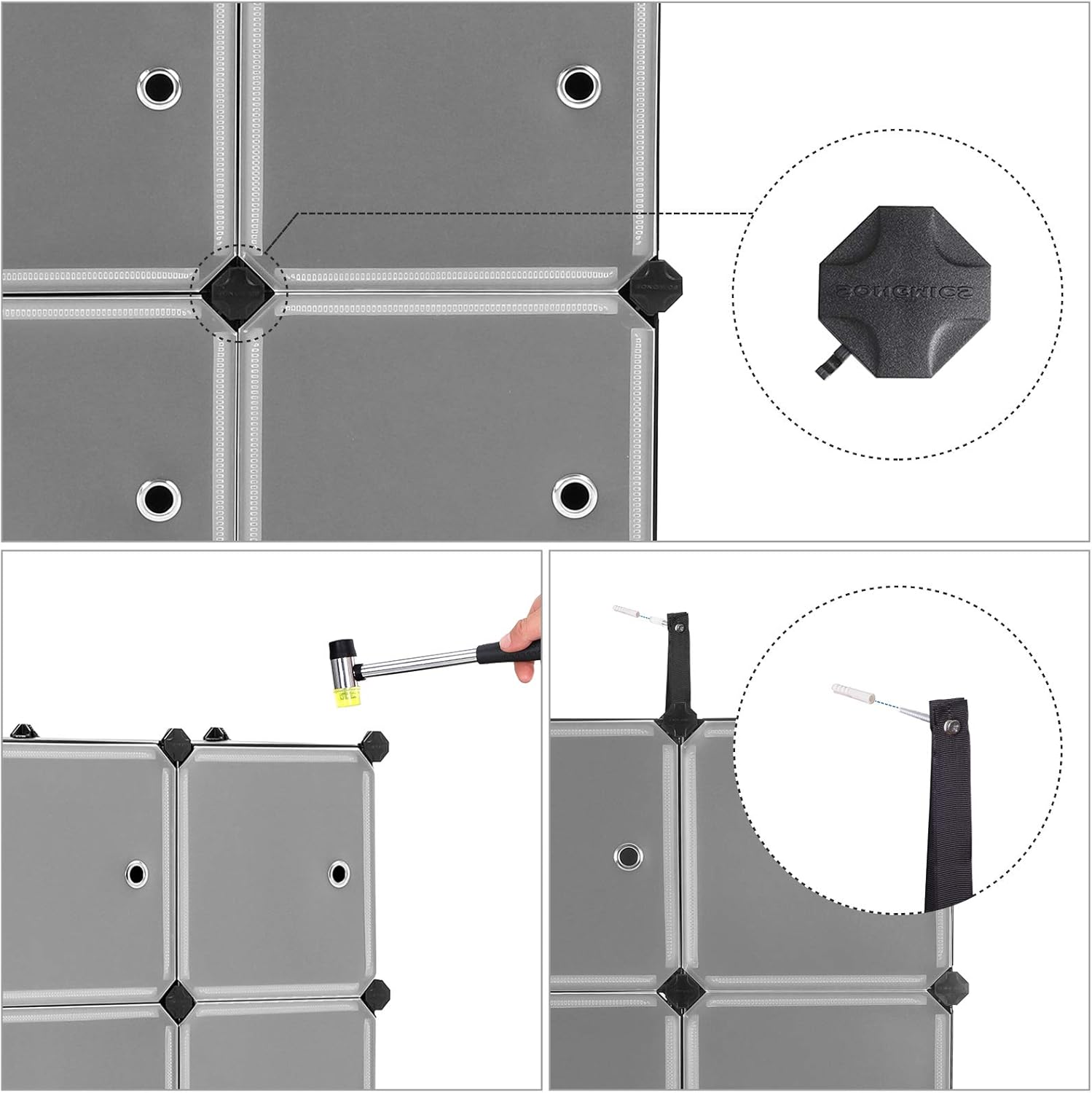 Buy 2 get 3 SONGMICS Cube Storage Organizer, 12-Cube Closet Storage Shelves, DIY Plastic Closet Cabinet, Modular Bookcase, Storage Shelving with Doors for Bedroom, Living Room, Office, Black ULPC34HV1