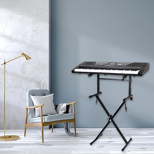 Miniatura 8 de Soporte de teclado de piano, soporte de teclado electrónico ajustable en altura, soporte de piano electrónico para pianos digitales, soporte práctico