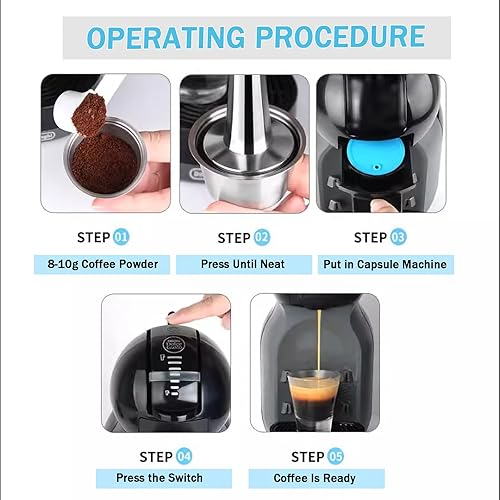 Miniatura 4 de Taza de cápsula de café, de acero inoxidable, reutilizable, recargable, con tapa de silicona, accesorio de café de cocina (azul)