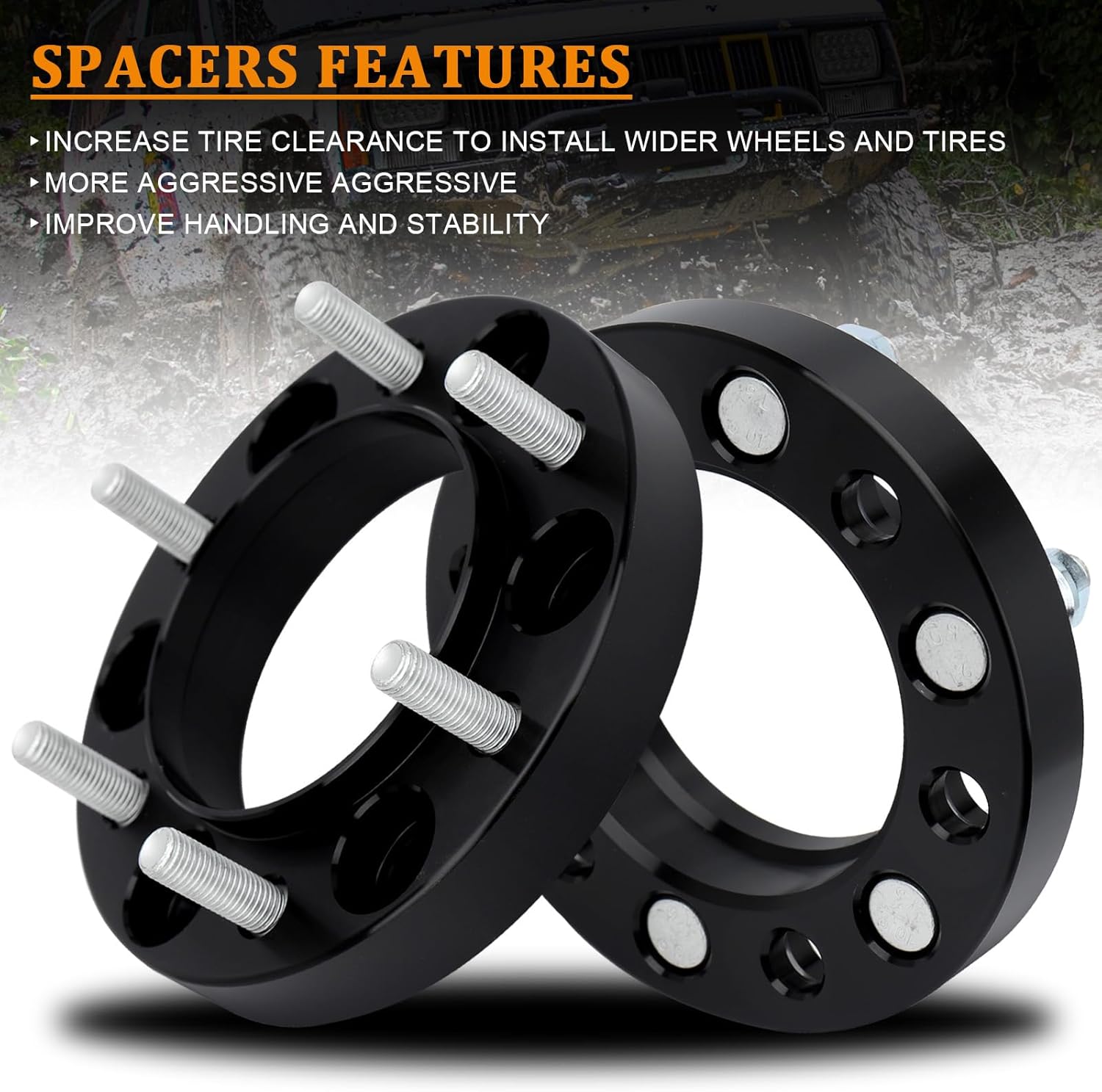 1in Wheel Spacers, 2pcs 6x5.5/6x139.7mm Hubcentric Spacers Adapter (106mm Hub Bore, M12x1.5), Compatible for Toyota 95-22 Tacoma/ 89-22 4-Runner/ 01-07 Sequoia/ 07-14 FJ Cruiser/ 00-06 Tundra