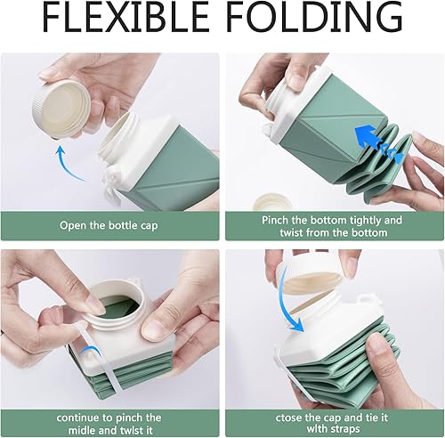 Vista 80 de Botellas de agua plegables de silicona de 20.6 onzas, plegables, a prueba de fugas, sin BPA, reutilizables, ligeras, portátiles, botellas de agua