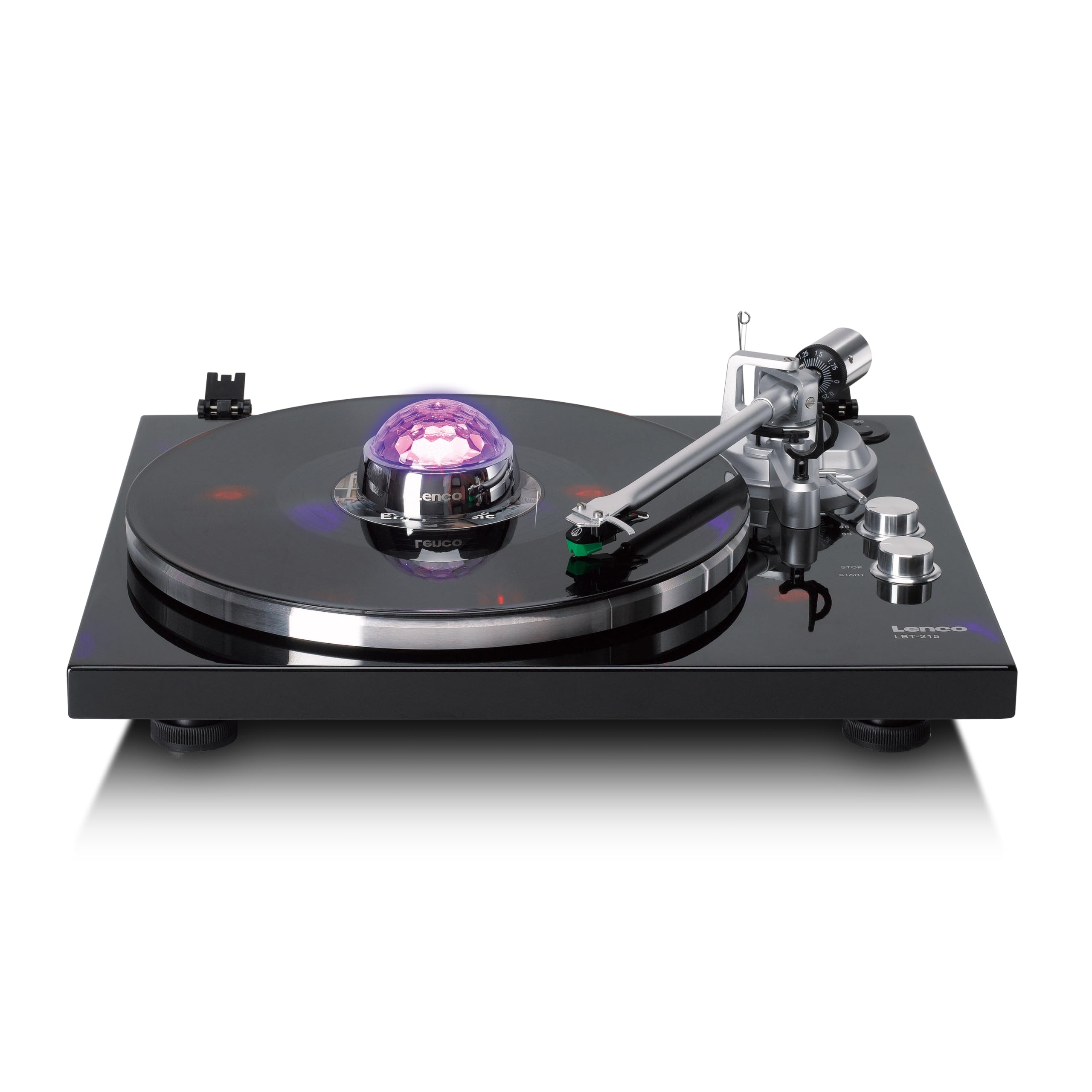 Lenco TTA-080SI – waga płyty gramofonowej – waga – stabilizator gramofonu z efektami świetlnymi RGB – 250 g – z efektem kuli dyskotekowej – srebrny