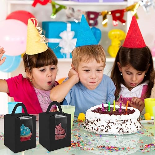 Vista 30 de Lainrrew Cajas para magdalenas, 30 cajas individuales para cupcakes, recipientes individuales para magdalenas, contenedores de pastelería con Verde