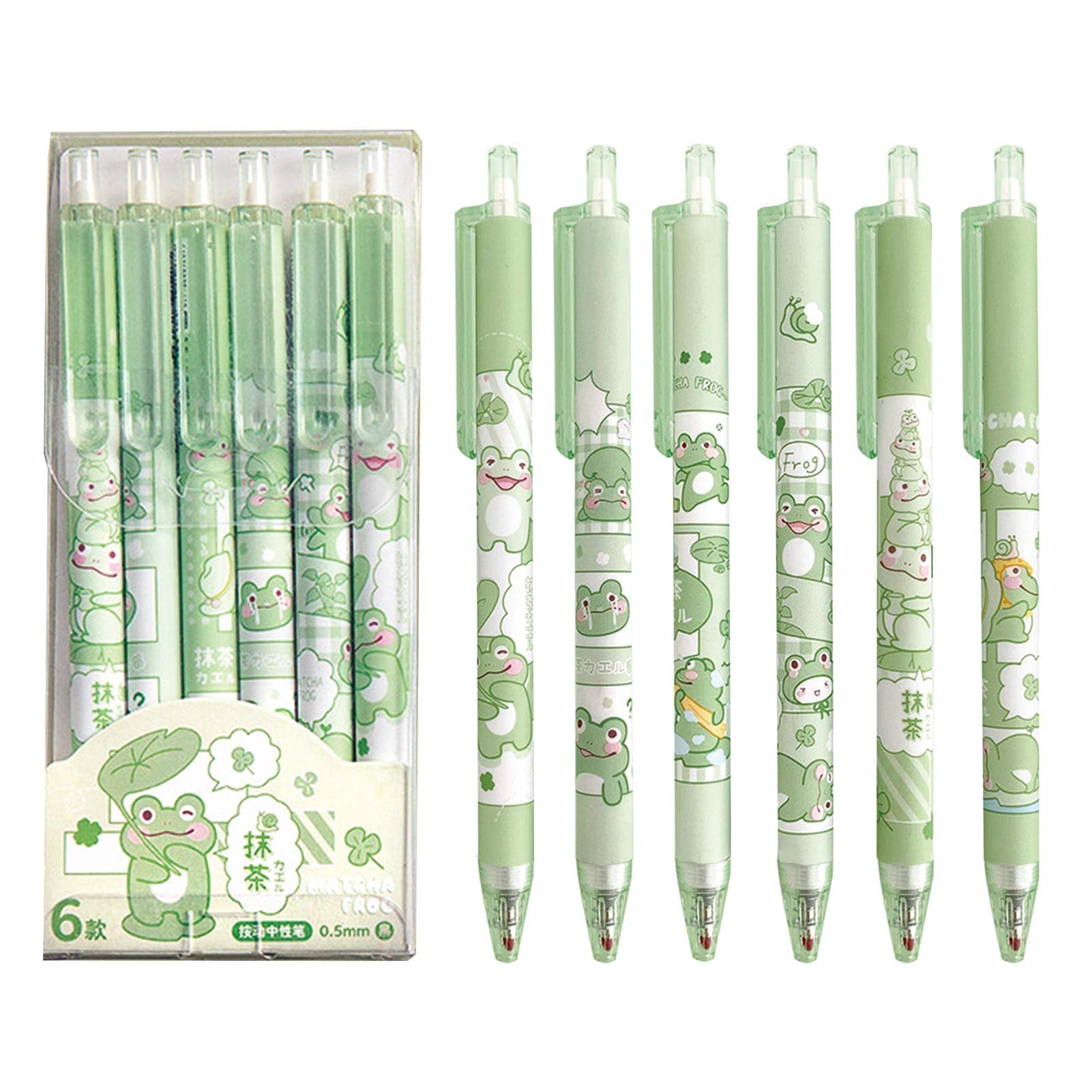 – Excefore Gel Ink Pens Cartoon Frog Pen Retractable Pens Cute Animal Pen 0.5mm Ballpoint Pen Office School Girls Pens,6 Pcs