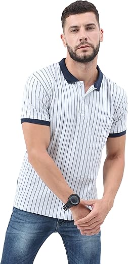 fanideaz Mens Half Sleeve Cotton Striped Branded Polo T-Shirt for Mens || Polo T Shirt for Men || Tshirt for Men Stylish