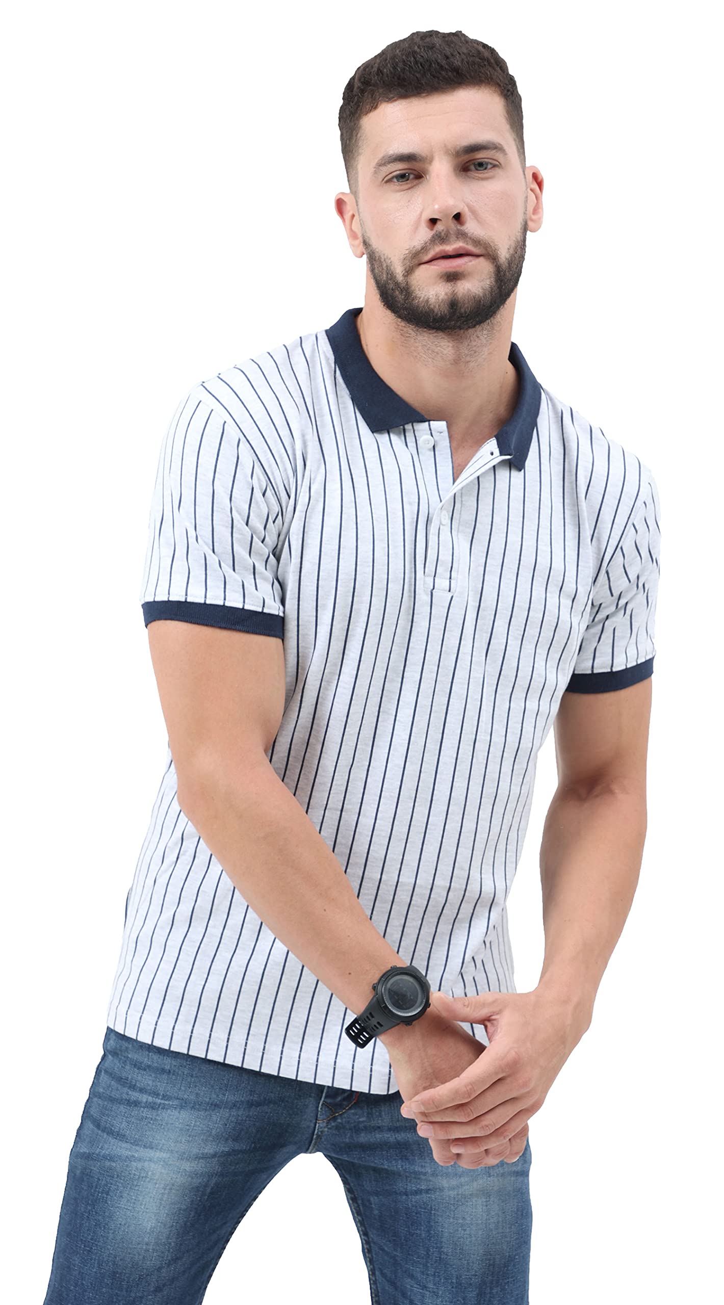Sponsored Ad - Mens Half Sleeve Cotton Striped Branded Polo T-Shirt for Mens || Polo T Shirt for Men || Tshirt for Men Stylish